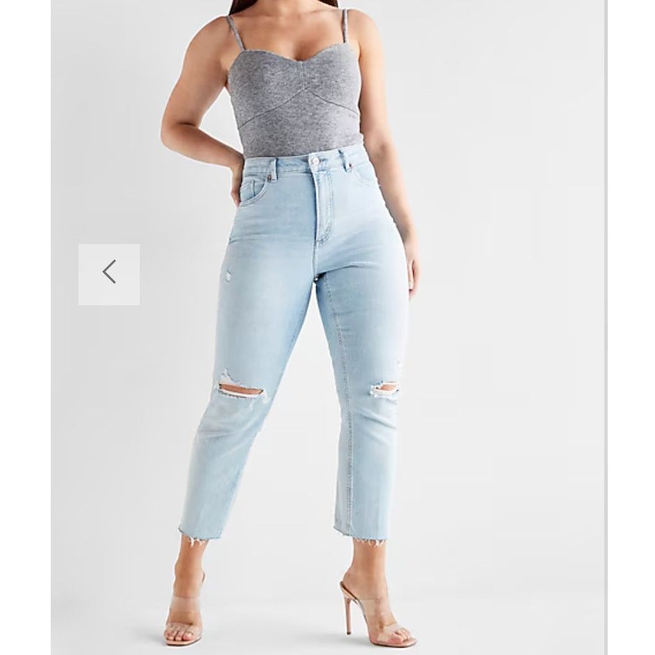 Express Express High waisted mom jean distressed 8R Size 26" / US 2 / IT 38 - 5 Thumbnail