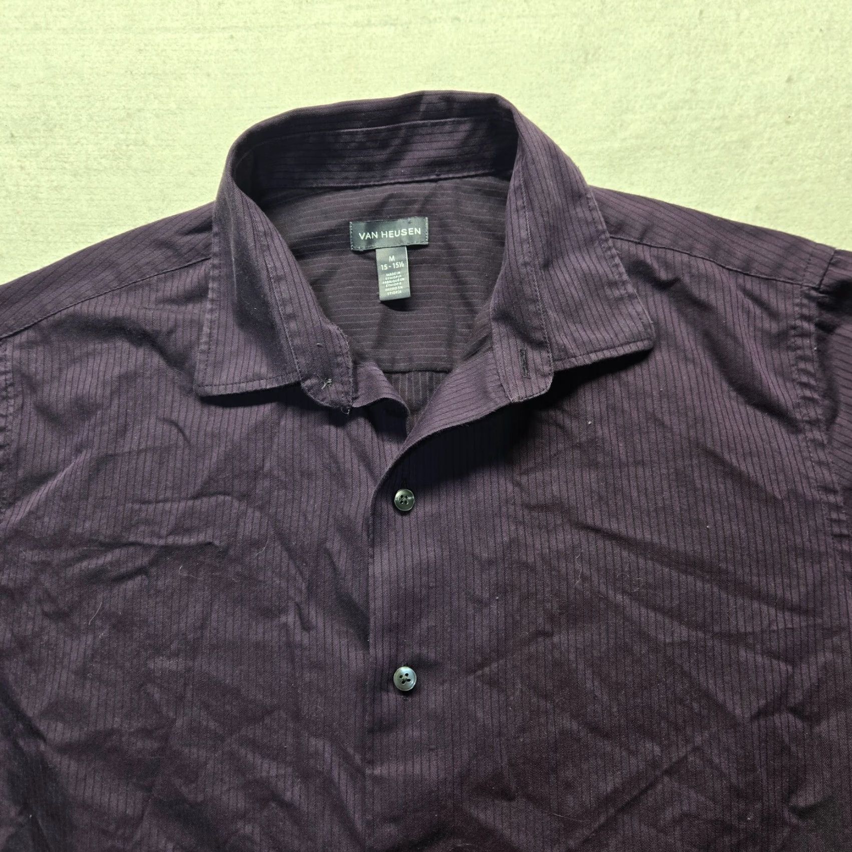 Van Heusen VINTAGE Van Heusen Men's Shirt Long Sleeve Button-Up Size 15.5 Purple 90s Size US M / EU 48-50 / 2 - 2 Thumbnail