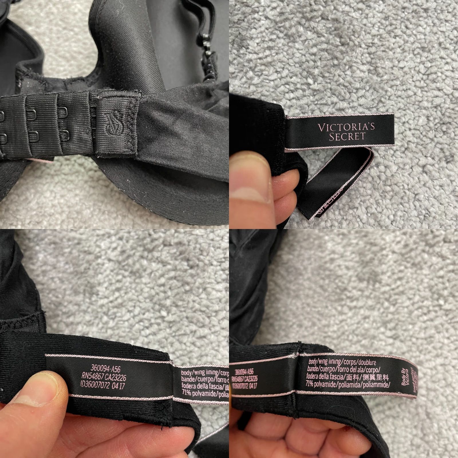 Victoria's Secret Victoria's Secret Underwired Lace Bra Womens 34C Black Adjustable Strap Hook & Eye Size ONE SIZE - 8 Thumbnail