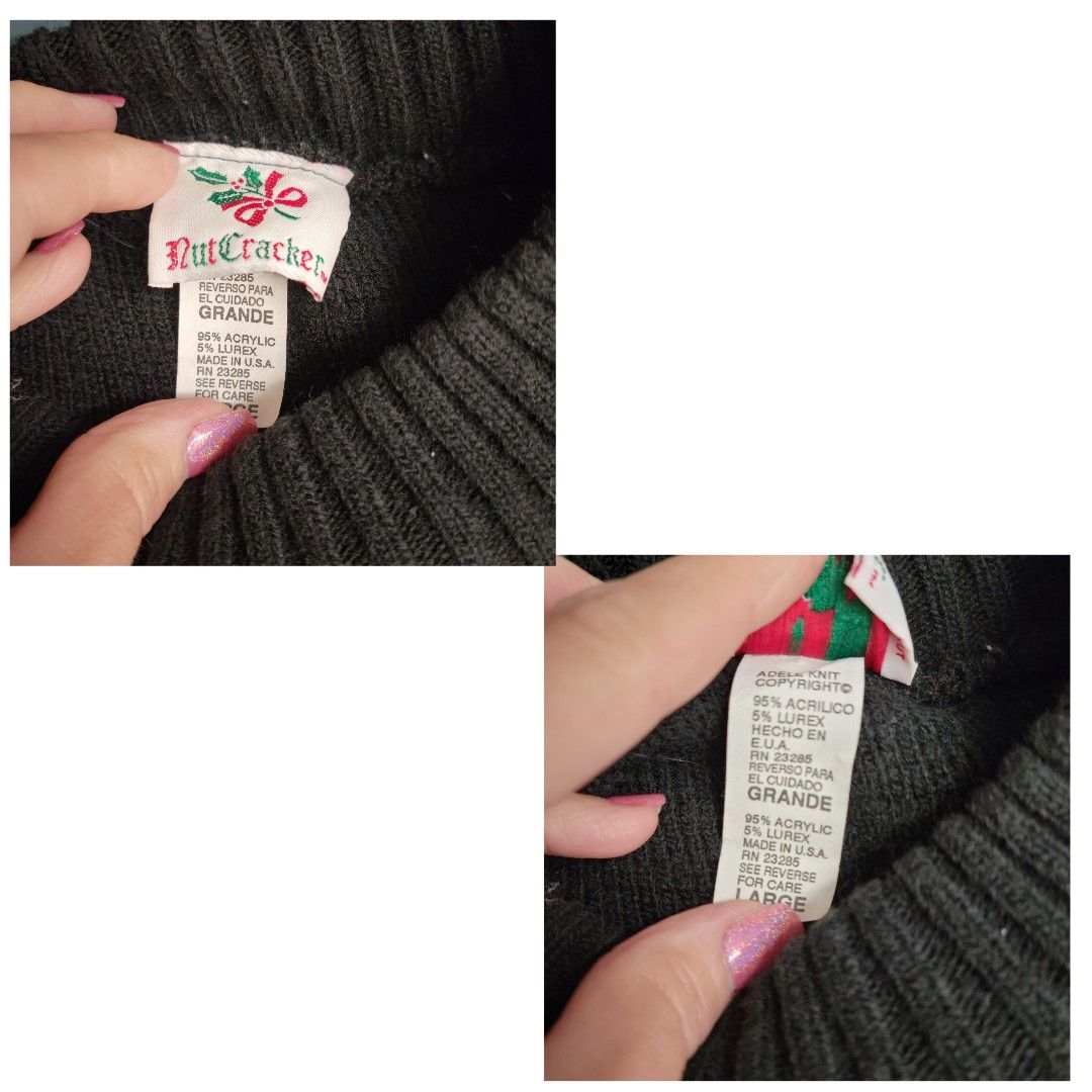 NBDN Nobrandedon Ugly Christmas Sweater Oversized Black 3/4 Sleeve Size L / US 10 / IT 46 - 4 Thumbnail