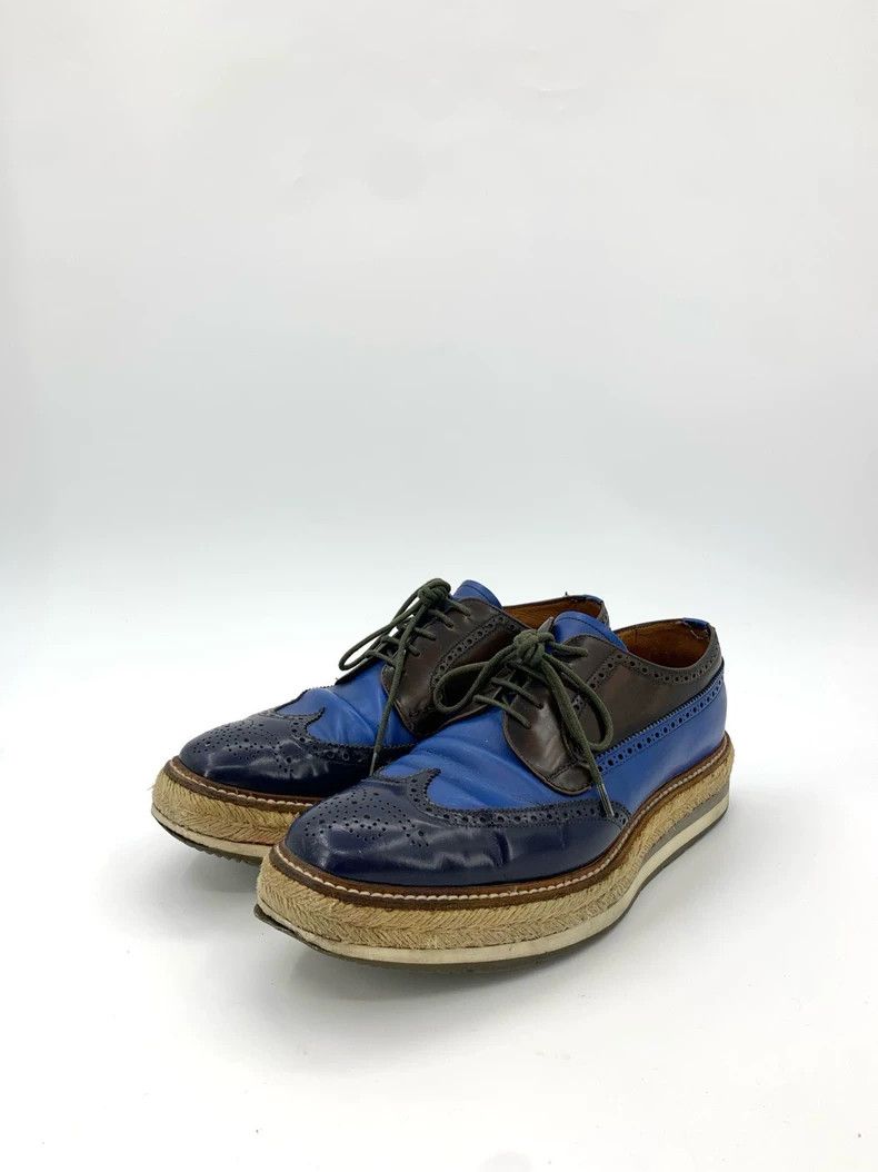 Prada Prada Size 42.5 Brock carved color-blocked muffin shoes lea Size US 9.5 / EU 42-43 - 1 Thumbnail