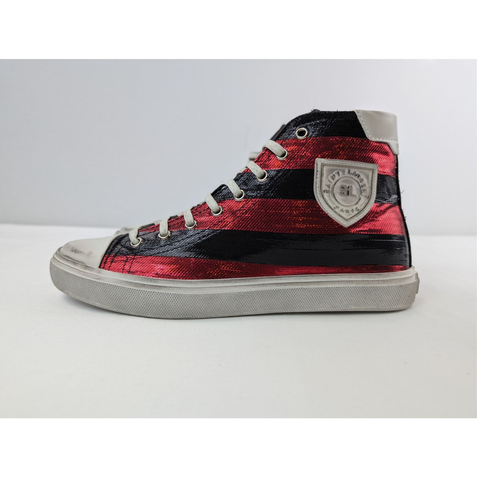 Saint Laurent Paris o1rshd1 Bedford Di Patch High-Top Sneakers in Red / Black Size US 7 / EU 40 - 9 Thumbnail