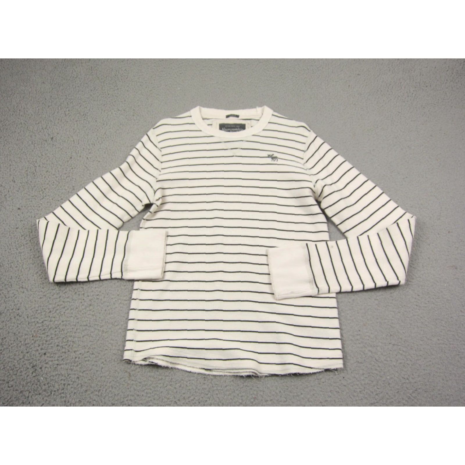 Abercrombie & Fitch VINTAGE Abercrombie & Fitch Shirt Men L Creme Thermal Waffle Stripe 90s Outdoor Vintage Mens Size US L / EU 52-54 / 3 - 2 Thumbnail