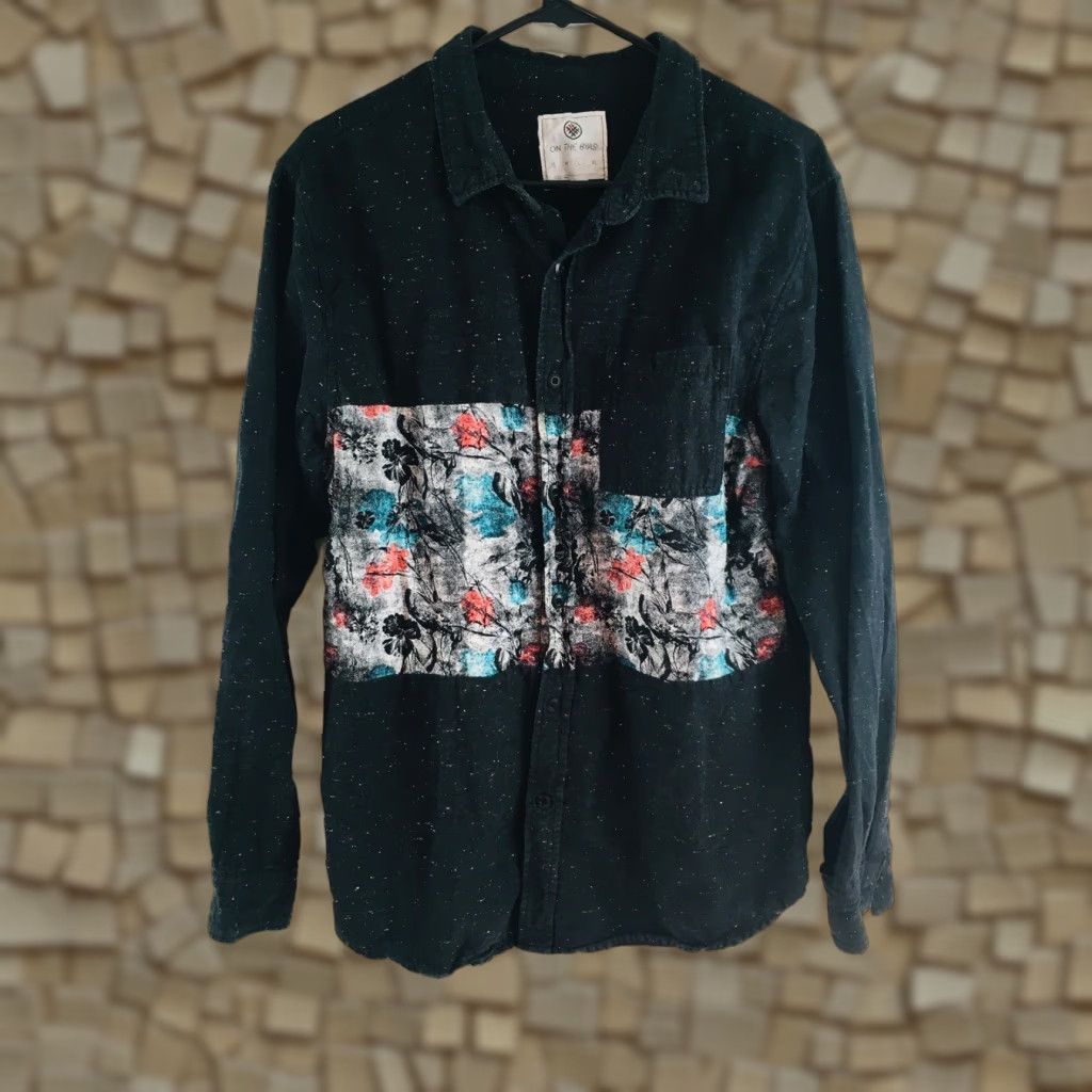 Vintage On The Byas Shirt Mens Large Black Long Sleeve Floral Print Button Up Size US L / EU 52-54 / 3 - 1 Thumbnail