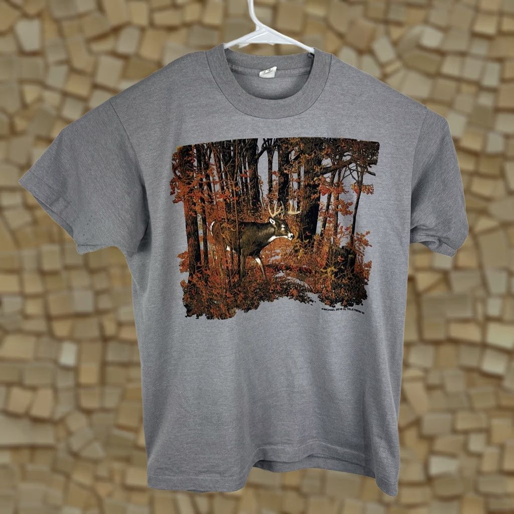 Vintage VINTAGE Bloopers Shirt Mens XL Gray Michael Sieve Graphic Art Deer Nature Animal Size US XL / EU 56 / 4 - 1 Thumbnail
