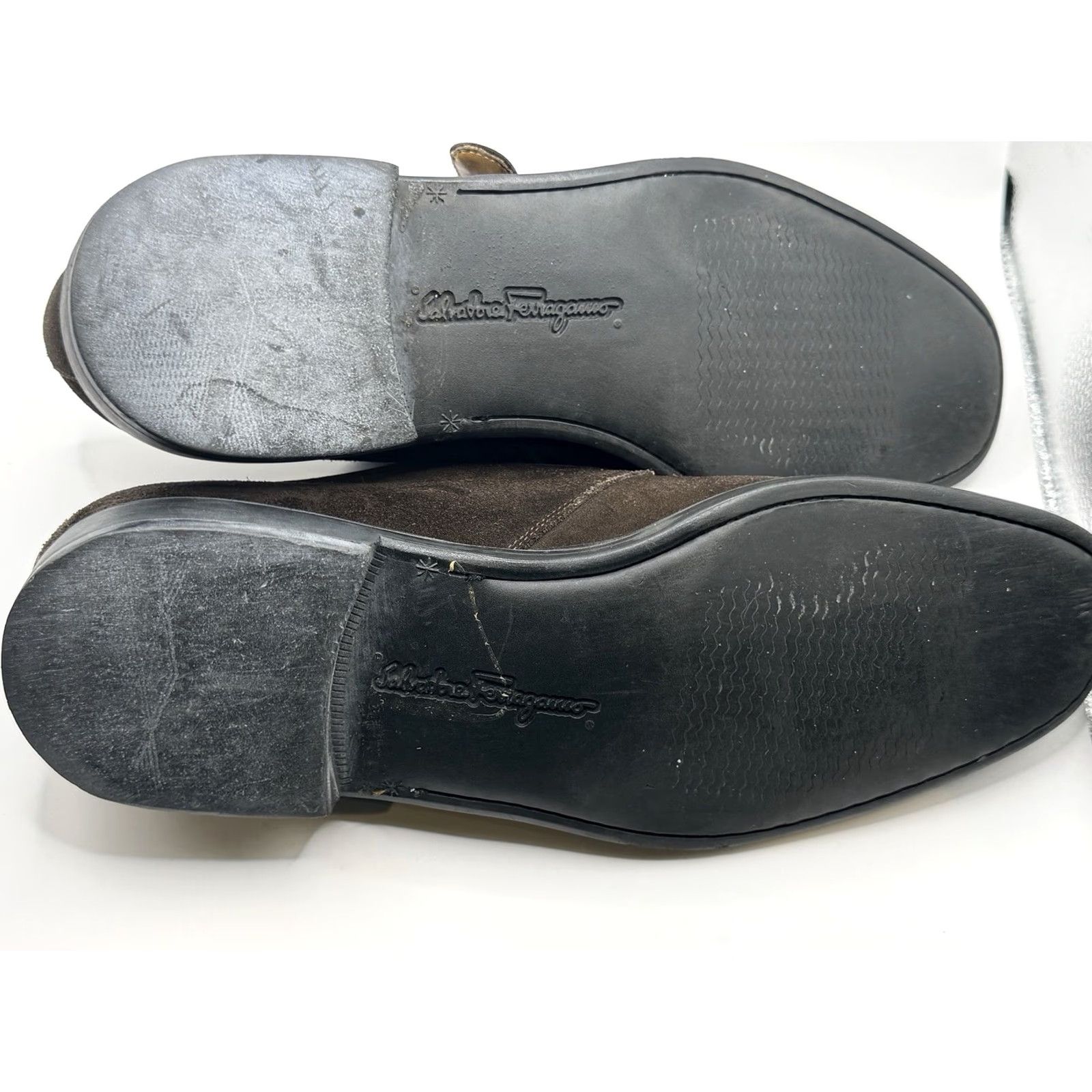 Salvatore Ferragamo VINTAGE Salvatore Ferragamo Monk Strap Dress Shoes Men Brown Leather Sz 9.5D Captoe Suede Leather Brown Size US 10 / EU 43 - 8 Thumbnail