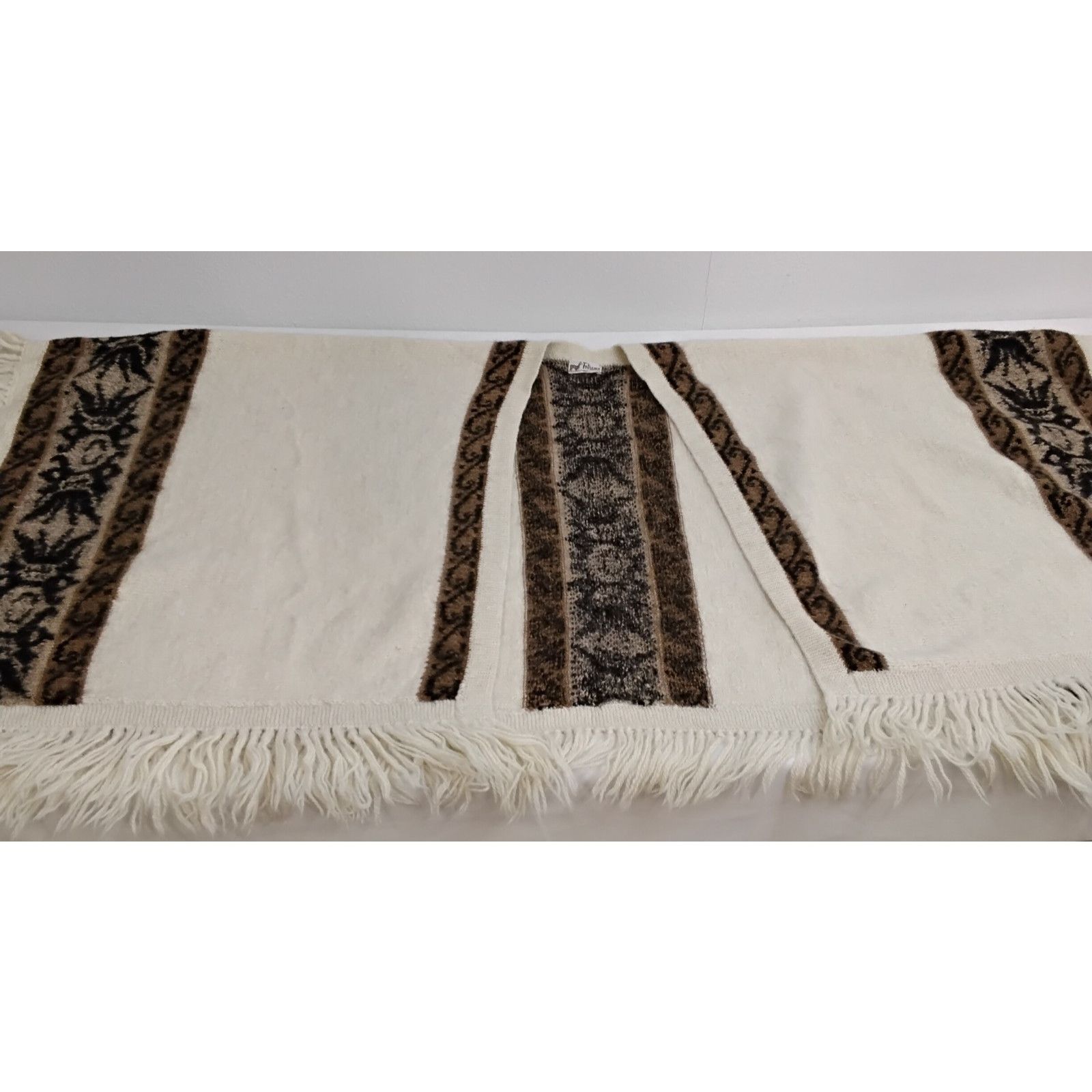 Other Fotrama Shawl O/S Brown Fringe 100% Alpaca Wool Handmade Size ONE SIZE - 5 Thumbnail