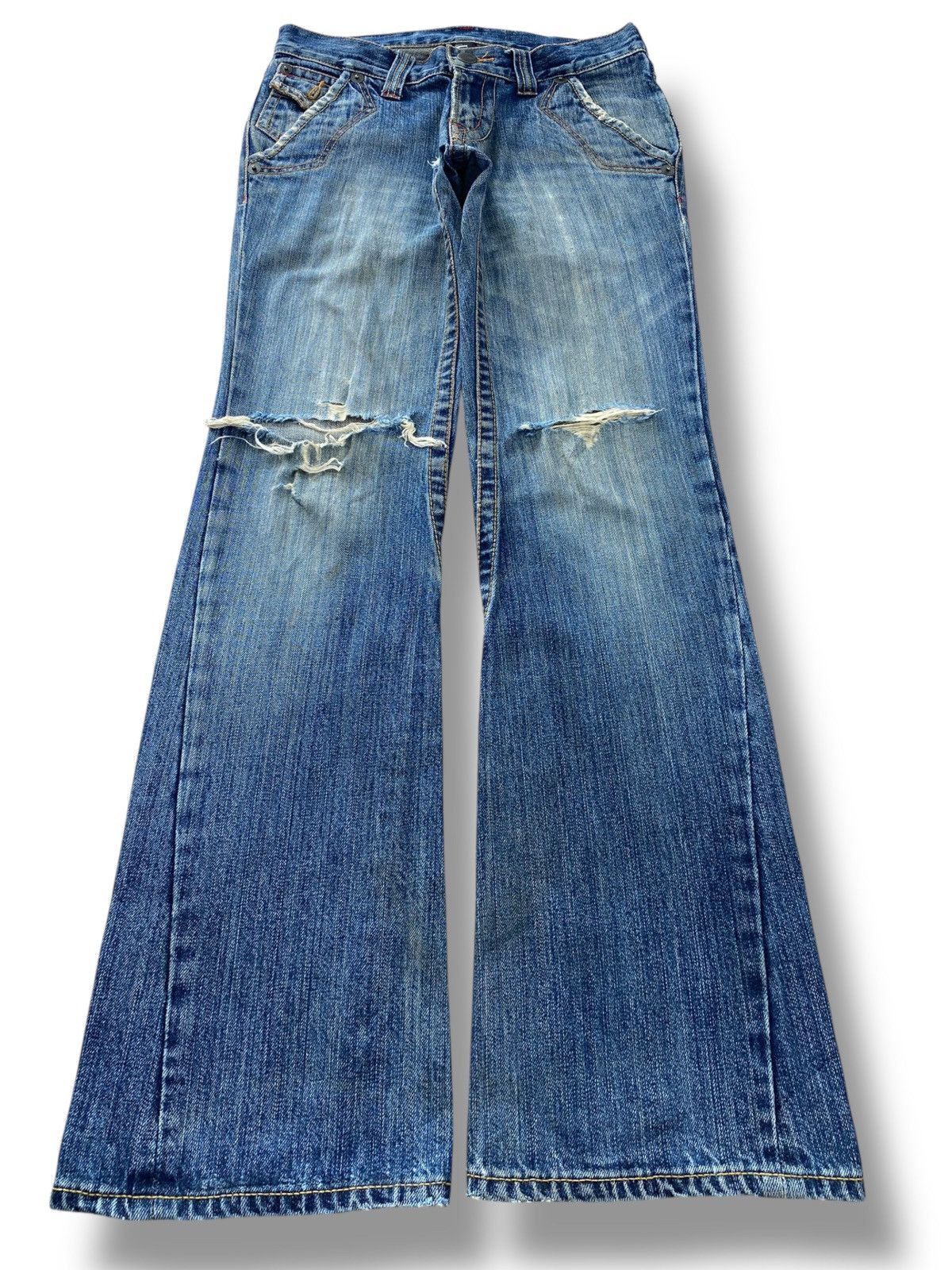 Japanese Brand Japanese Brand Faded Wash Ripped Style Twisted Leg Jeans Size US 31 - 1 Thumbnail