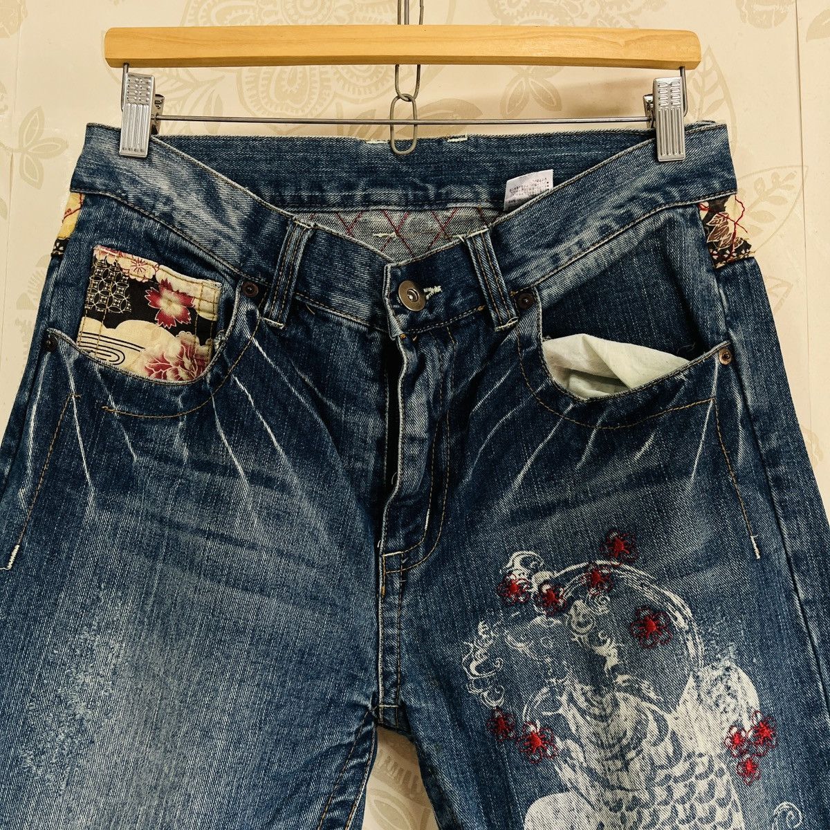 Vintage Vintage Karakuri Koi Fish Yakuza Denim Jeans Size US 32 / EU 48 - 21 Thumbnail