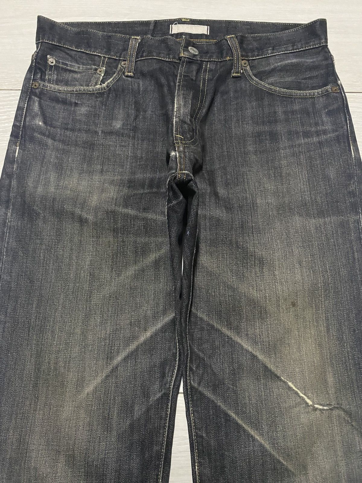 Jun Takahashi Japanese Brand Uniqlo Black Denim Distressed Loose Jeans Size US 33 - 3 Thumbnail
