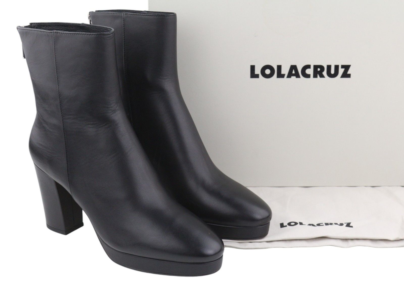 Other LOLA CRUZ KAUS EU41 Black Leather Heeled Almond 87543 Size US 10 / IT 40 - 1 Thumbnail