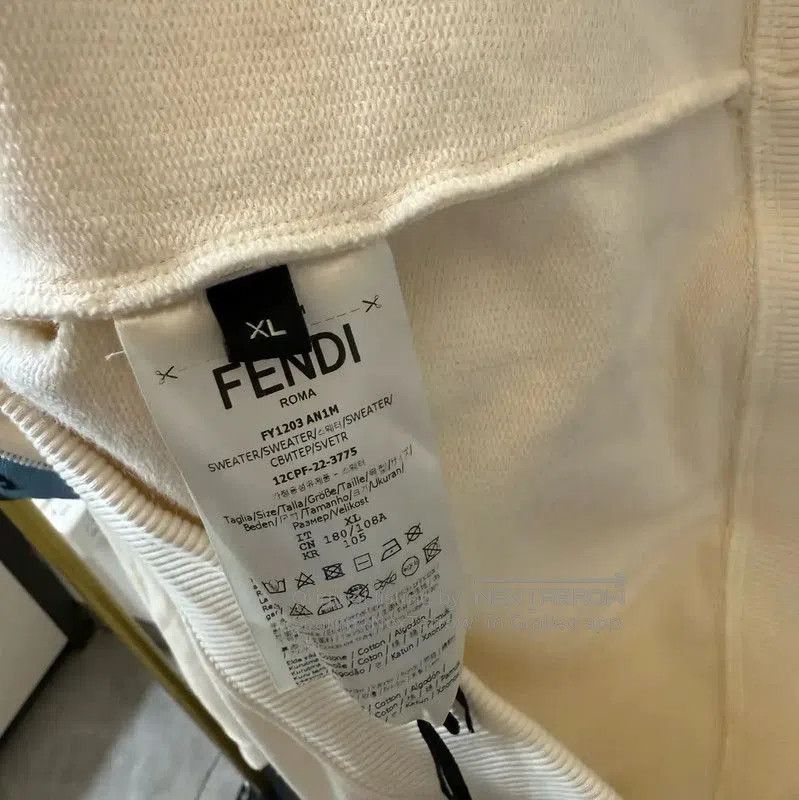 Fendi Fendi Cream Embroidered Cotton Hoodie for Men . Size US XL / EU 56 / 4 - 5 Thumbnail