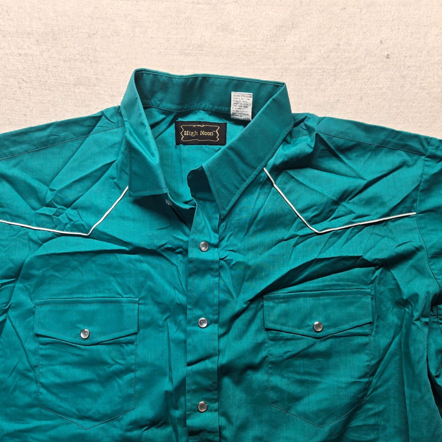 Vintage VINTAGE High Noon Shirt Button-Up Teal 2XL Casual Western Rockabilly Cowboy 80s 90s Mens Size US XXL / EU 58 / 5 - 2 Thumbnail