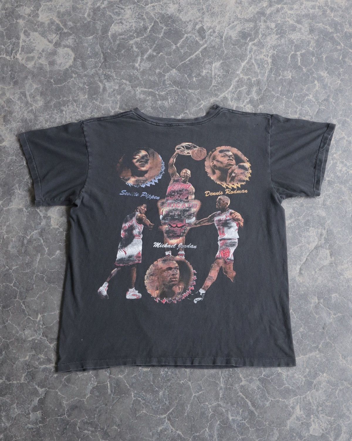 Rap Tees Vintage 1990s 90s Chicago Bulls Rodman Black Rap Tee Shirt Size US L / EU 52-54 / 3 - 5 Thumbnail
