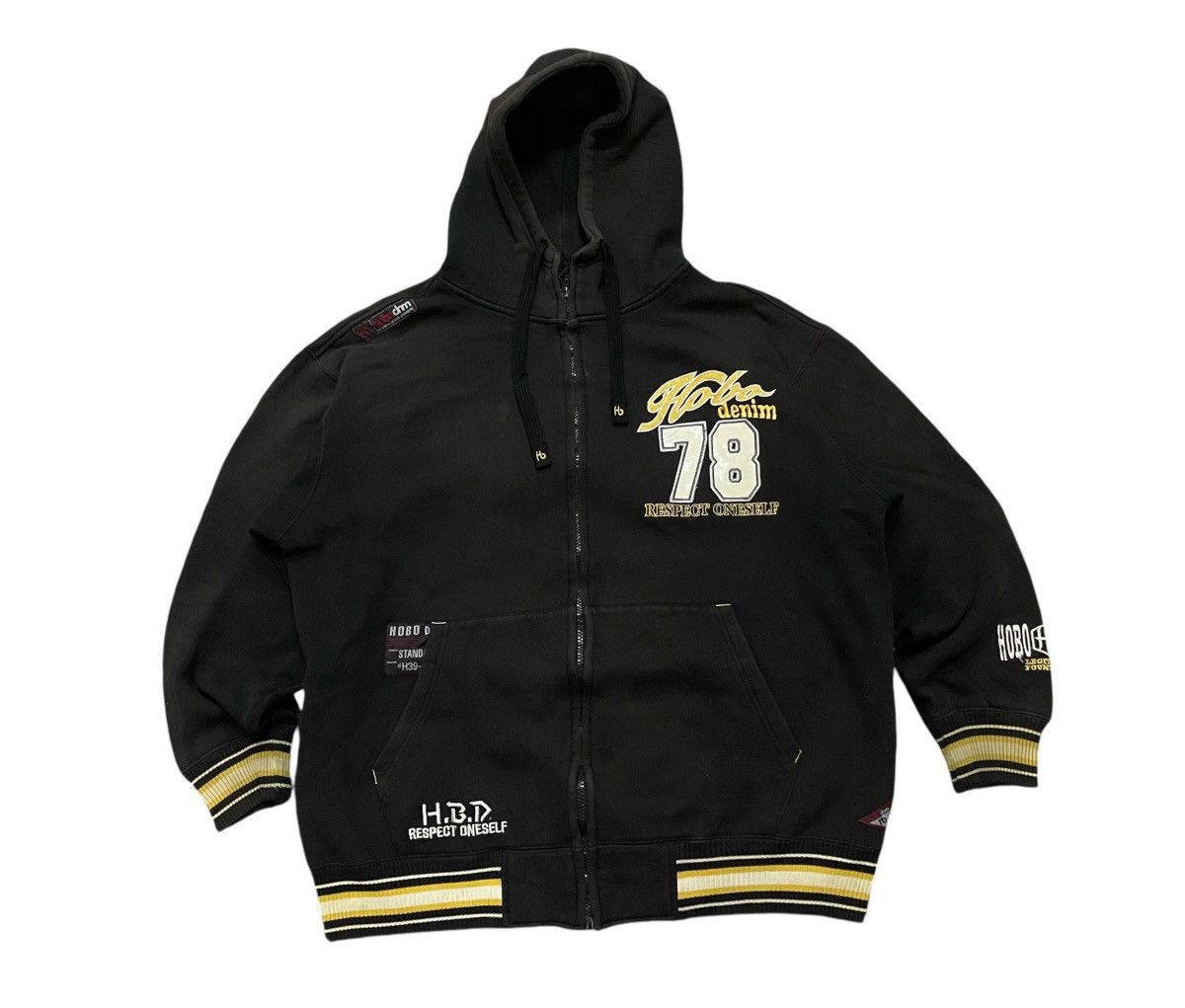 Hobo 2000s HOBO EMBROIDERY LOGO BLACK BAGGY ZIPPER HOODIE Size US XL / EU 56 / 4 - 2 Thumbnail
