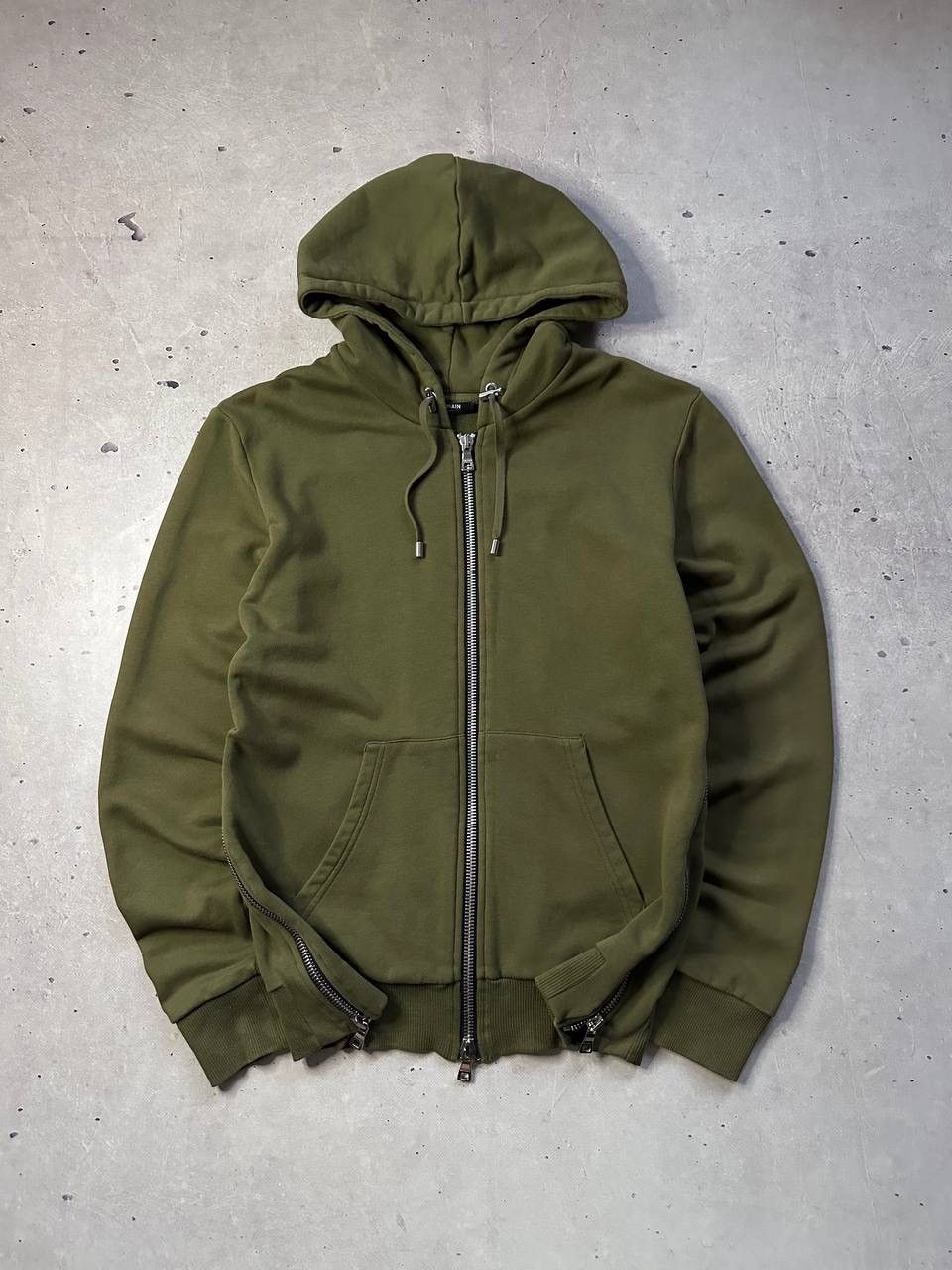 Balmain Balmain Paris Men’s Zip Hoodie Olive Green Luxury Biker Size US S / EU 44-46 / 1 - 7 Thumbnail