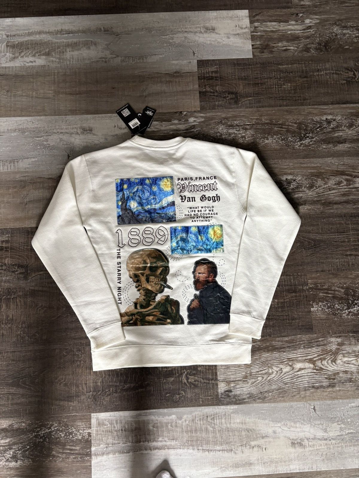 Vintage White Van Gogh sweatshirt Size US S / EU 44-46 / 1 - 2 Thumbnail