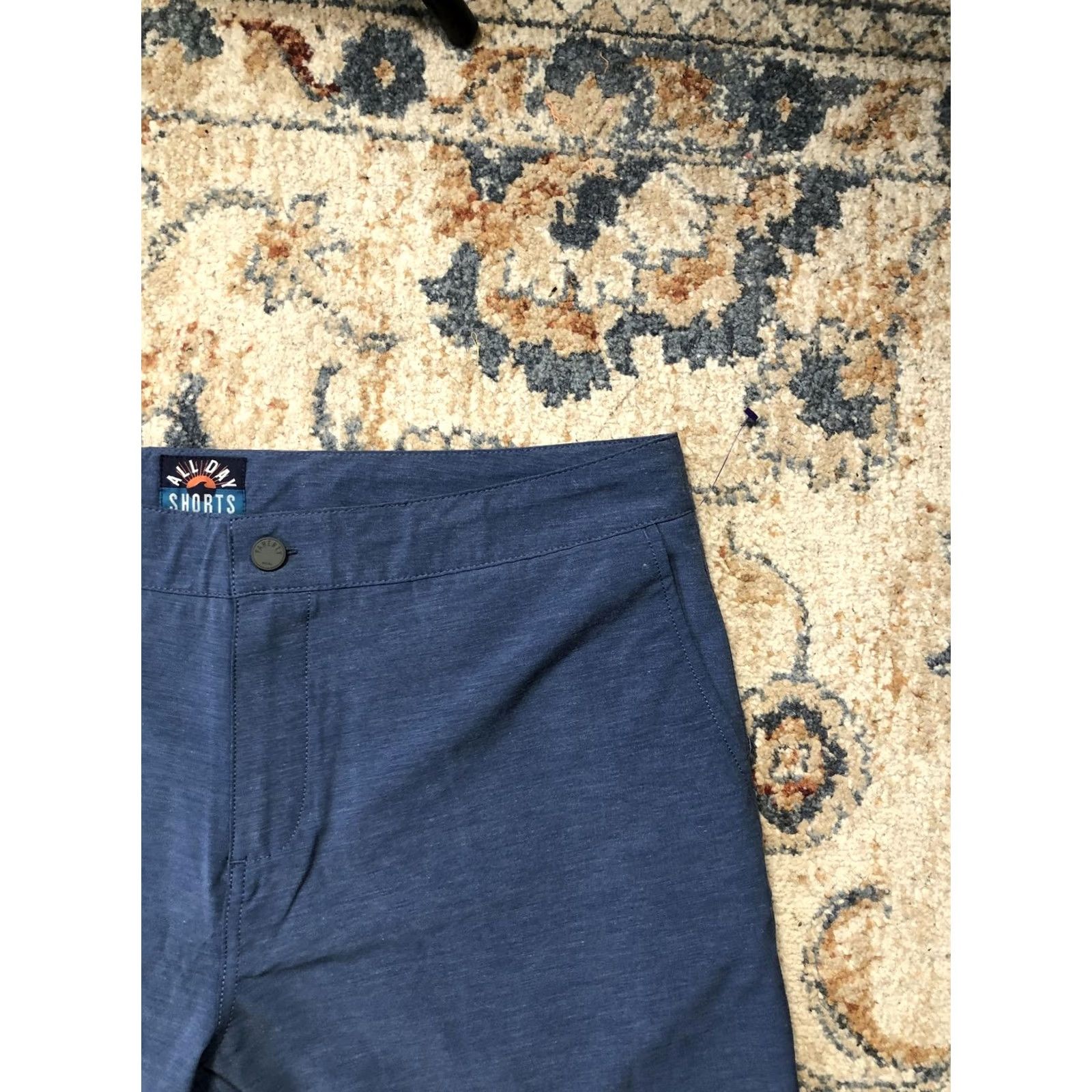 Faherty Faherty Men's 40 All Day Shorts Chino 7 Inseam Blue Casual Summer Beach Performance Lightweight Stretch Pocketed Flat Front Zip Fly Size US 40 / EU 56 - 3 Thumbnail