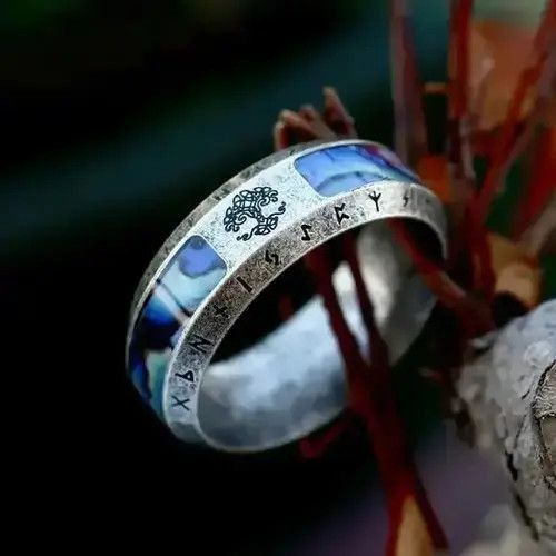Vintage Tree Of Life Stainless Steel Abalone Shell Rings Size ONE SIZE - 1 Thumbnail