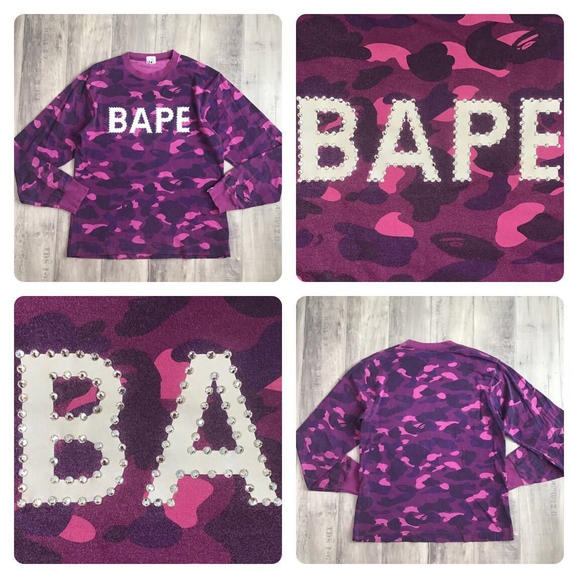 Bape × Nigo × Swarovski Swarovski BAPE logo purple camo long sleeve T-shirt APE NIGO Size US M / EU 48-50 / 2 - 1 Thumbnail
