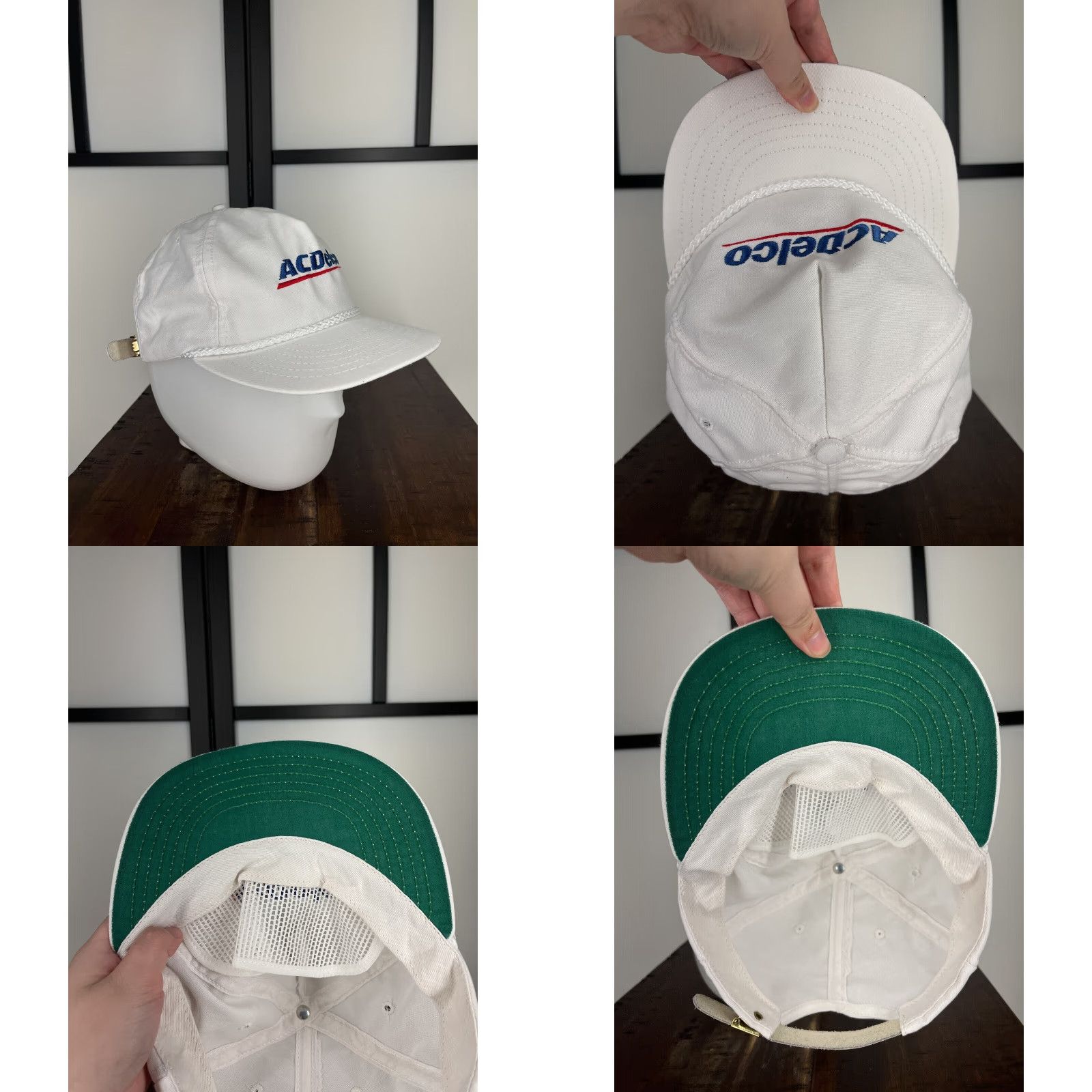 Vintage ACDelco Hat Cap Adult One Size White Cotton Polyester Knit Solid Adjustable Lightweight Baseball Cap Logo Men Mens Size ONE SIZE - 8 Thumbnail