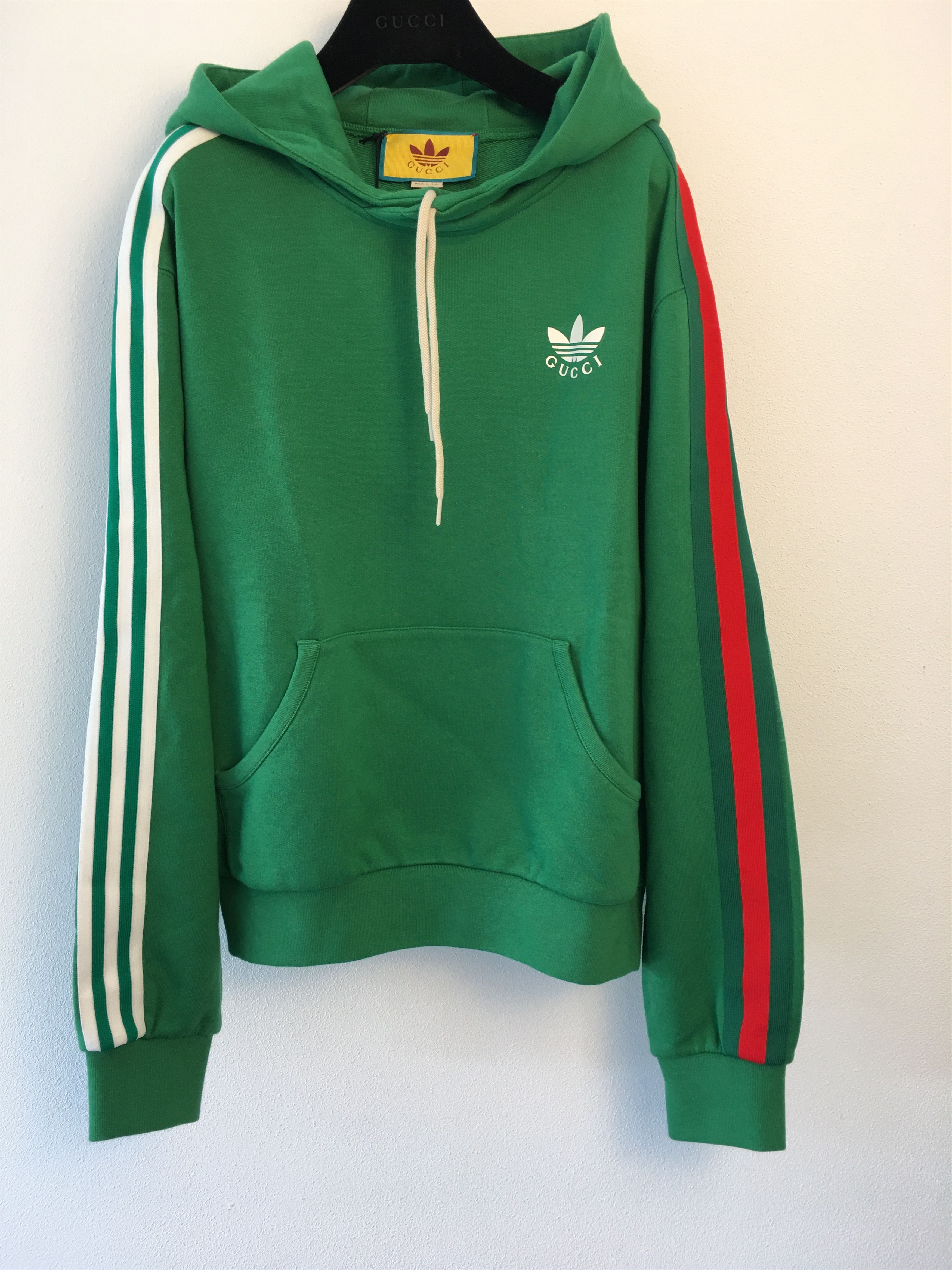 image of Adidas x Gucci Hoodie Logo Print in Green, Men's (Size Small)