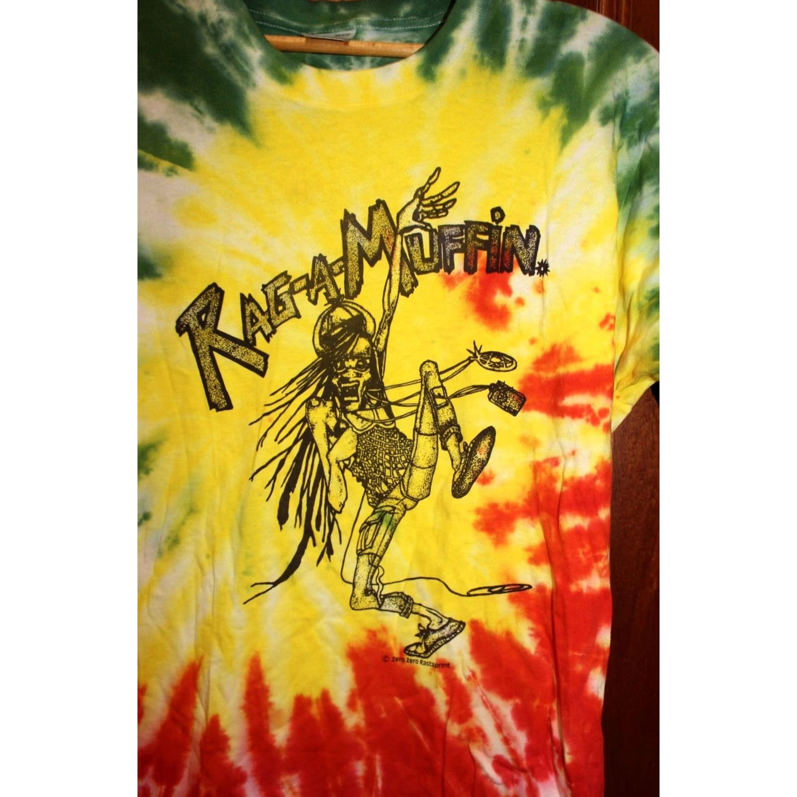 Vintage VINTAGE 1990's Zero Zero Rastaprint Rag-a-Muffin T shirt Ragaman Rock Men's L multicoloured graphic 90s Mens Size US L / EU 52-54 / 3 - 2 Thumbnail