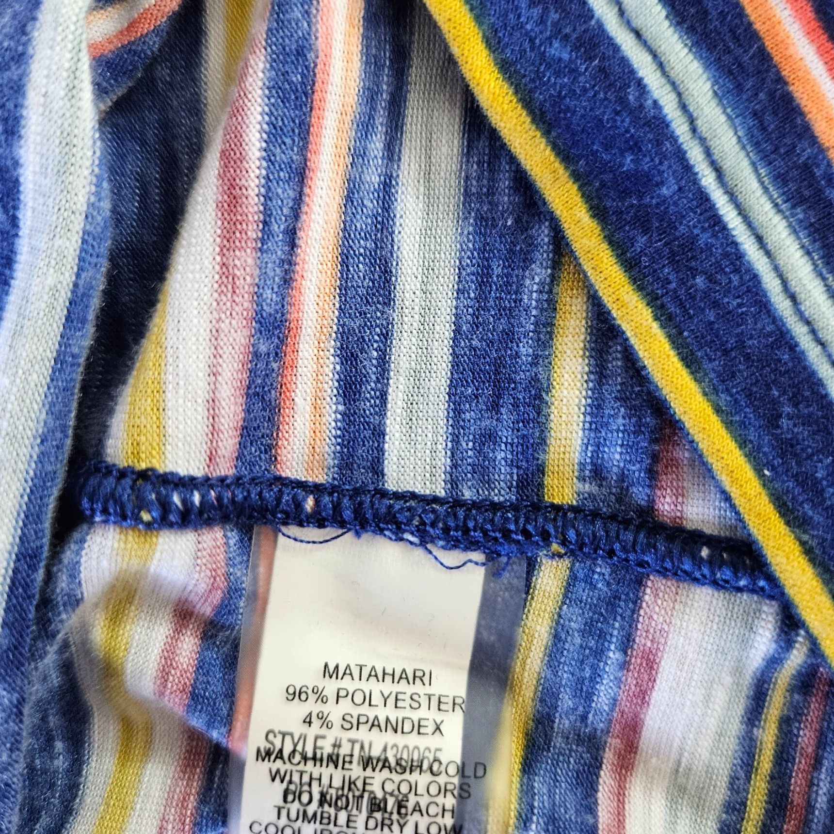 Vintage Title Nine Womens Tee XS Blue Yellow Stripe Short Sleeve Shirt Size 26" / US 2 / IT 38 - 4 Thumbnail