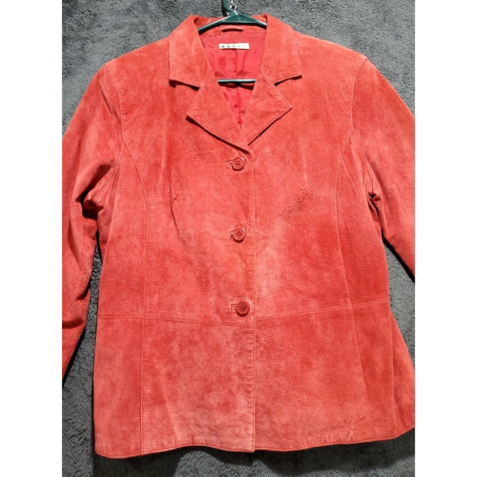 Vintage VINTAGE 2000s Y2K Red Suede Blazer Three Button Jacket Womens M Medium Leather Suede Blazer Womens Mens? Size M / US 6-8 / IT 42-44 - 4 Thumbnail
