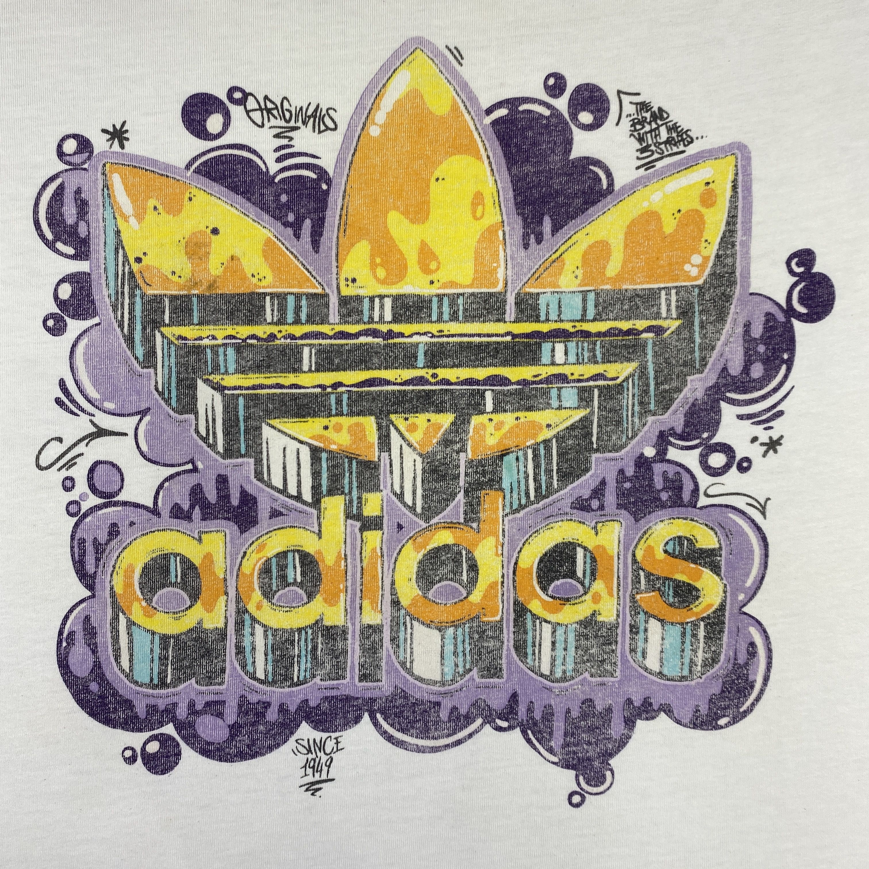 Adidas Adidas Old School Trefoil Graffiti T-Shirt - L023 Size US L / EU 52-54 / 3 - 3 Thumbnail
