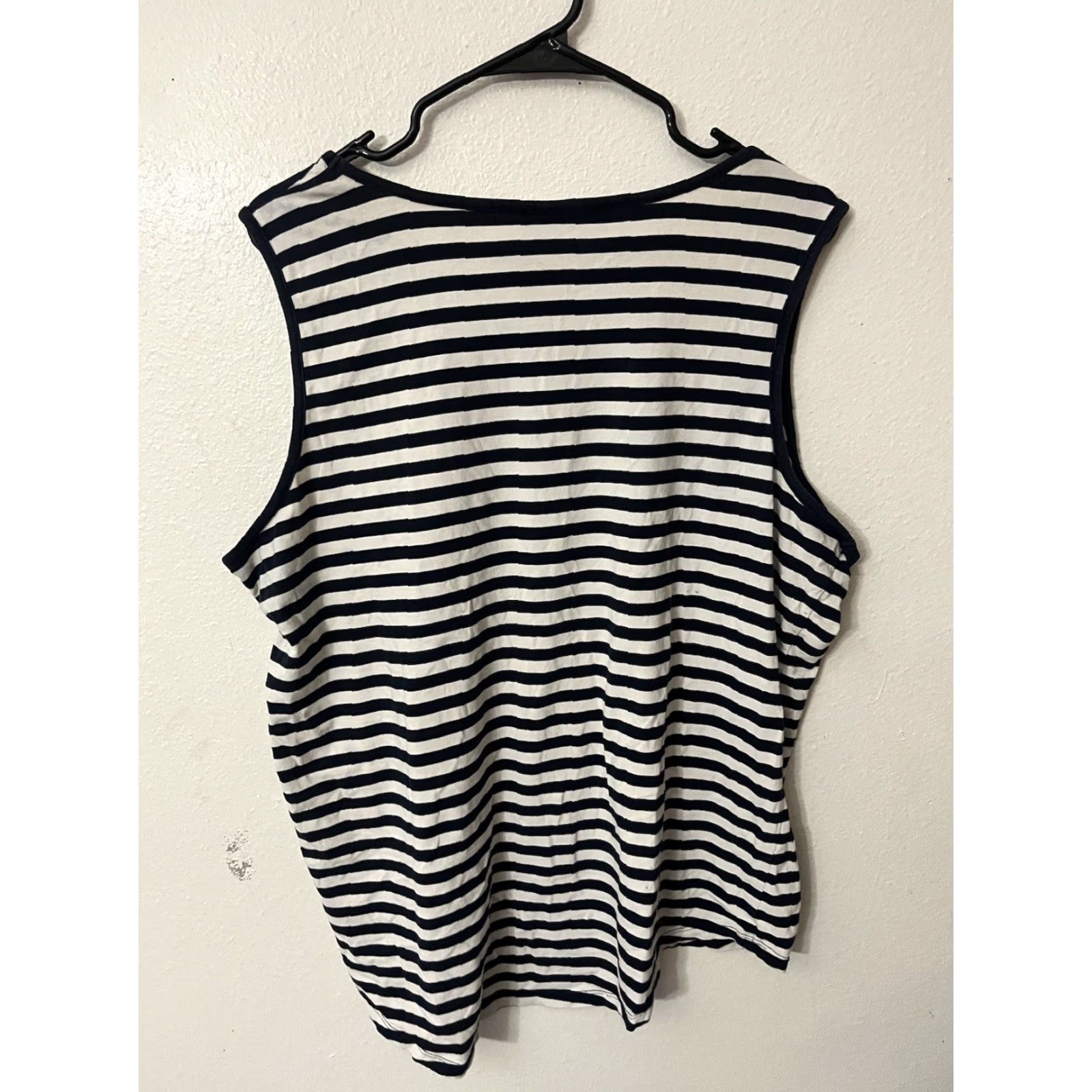 Michael Kors Michael Kors Womens Blouse Top 2X White Blue Striped Sleeveless Round NeckPullover Casual Shirt Adult Plus Multicolor Designer All Seasons Women Size XXL / US 16-18 / IT 52-54 - 3 Thumbnail