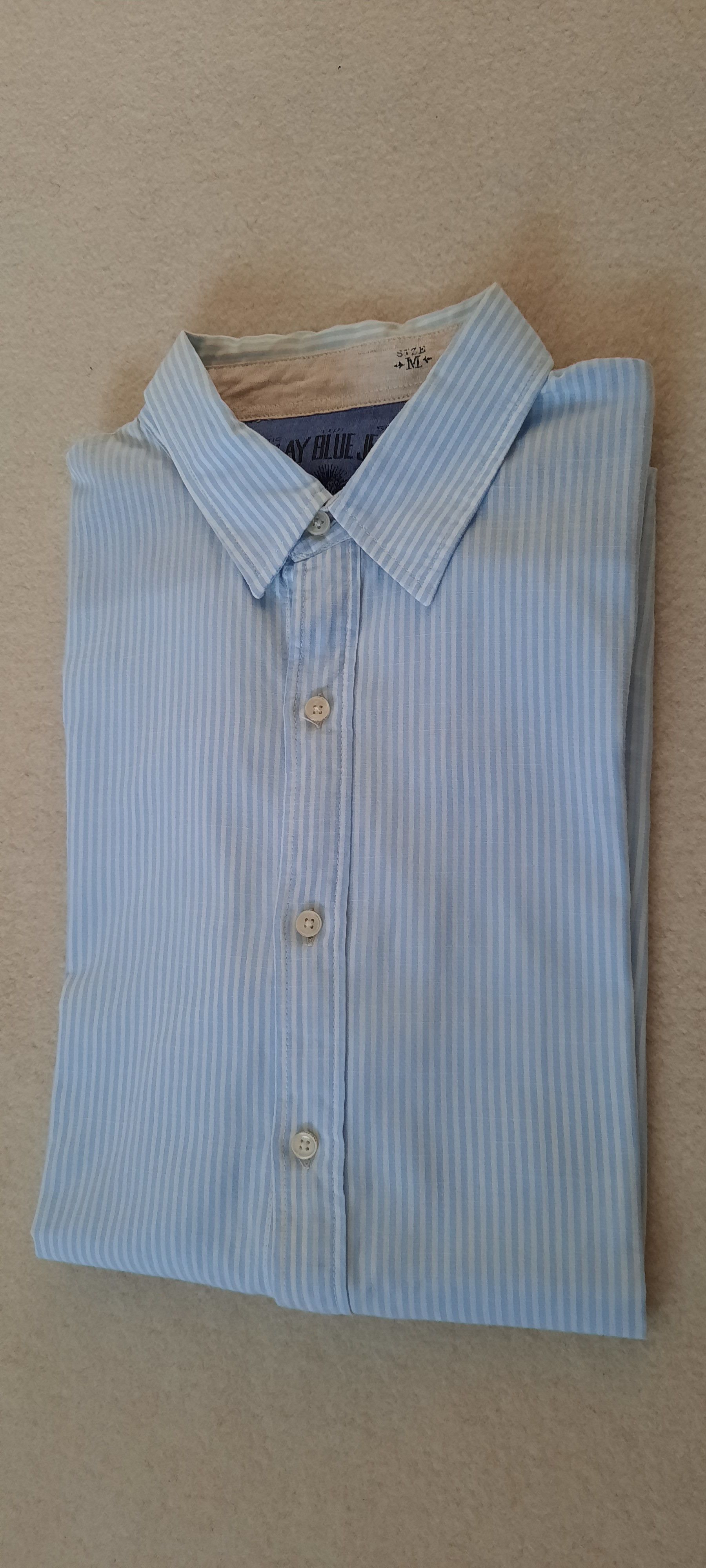 Replay REPLAY Men's Long-Sleeved Shirt, Blue and White Striped, M Size US M / EU 48-50 / 2 - 2 Thumbnail