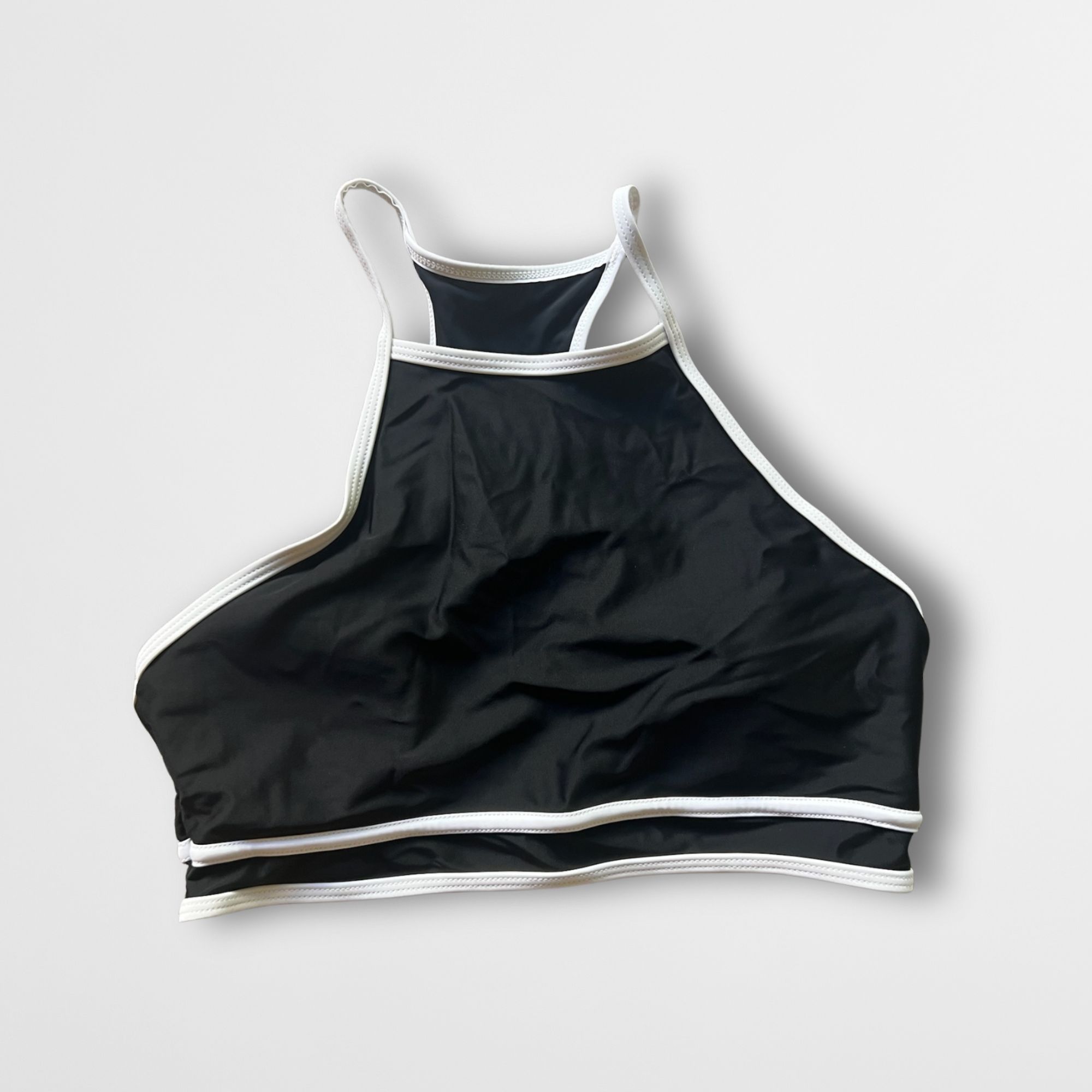 Other Cropped Bra Top Black High Neck Athletic Style Size ONE SIZE - 2 Thumbnail