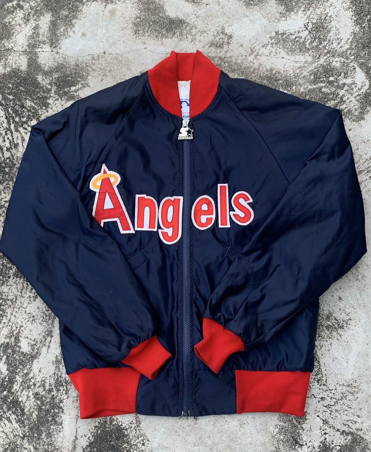 Veste de démarrage vintage années 80 California Angels satin Los