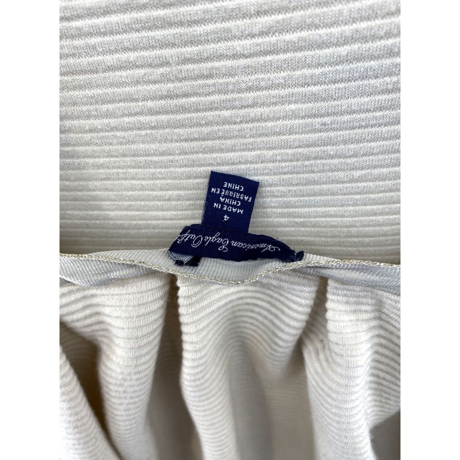 Vintage AMERICAN EAGLE Striped Sleeveless Dress Open Back Fit and Flare Size 4 Ivory Knit Cotton Blend Women Shirt Dress Womens Size S / US 4 / IT 40 - 6 Thumbnail