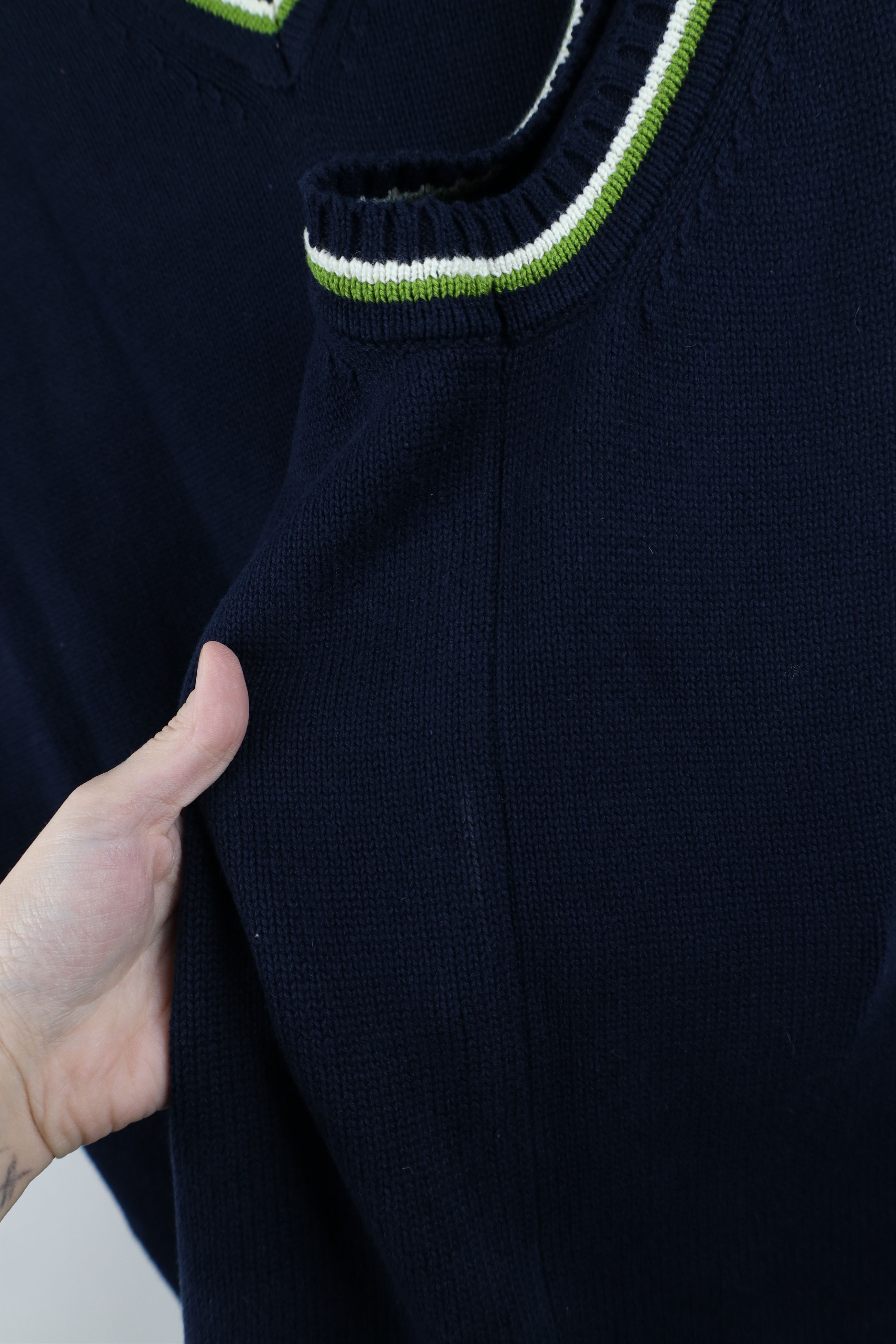 Gap Vintage 90s Gap Striped Cotton Knit V-Neck Sweater Vest Blue Size US XL / EU 56 / 4 - 5 Thumbnail