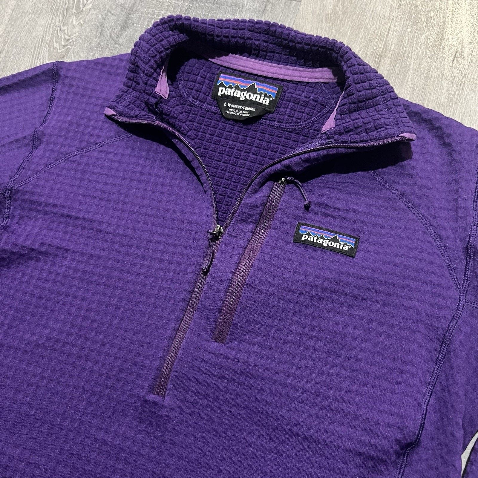 Patagonia Patagonia L Purple Waffle Grid Fleece 1/4 Zip Polartec Hike Size L / US 10 / IT 46 - 3 Thumbnail