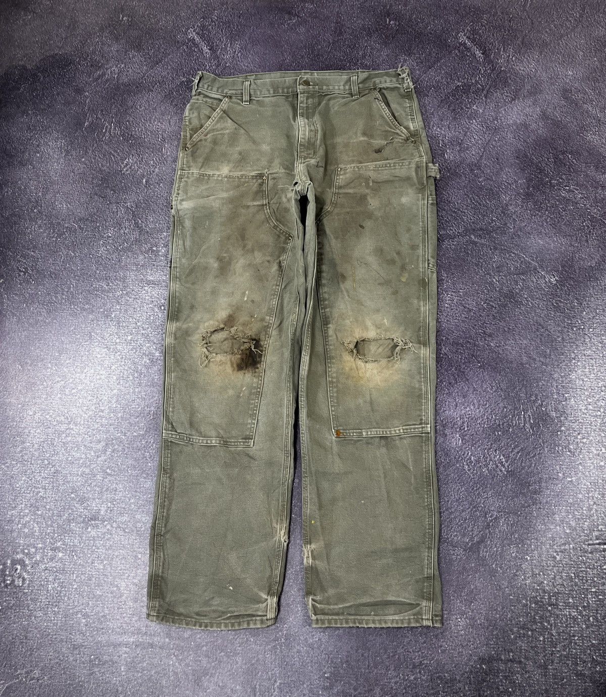 Pre-owned Carhartt X Vintage 90's Carhartt Double Knee Y2k Olive Work Baggy Pants