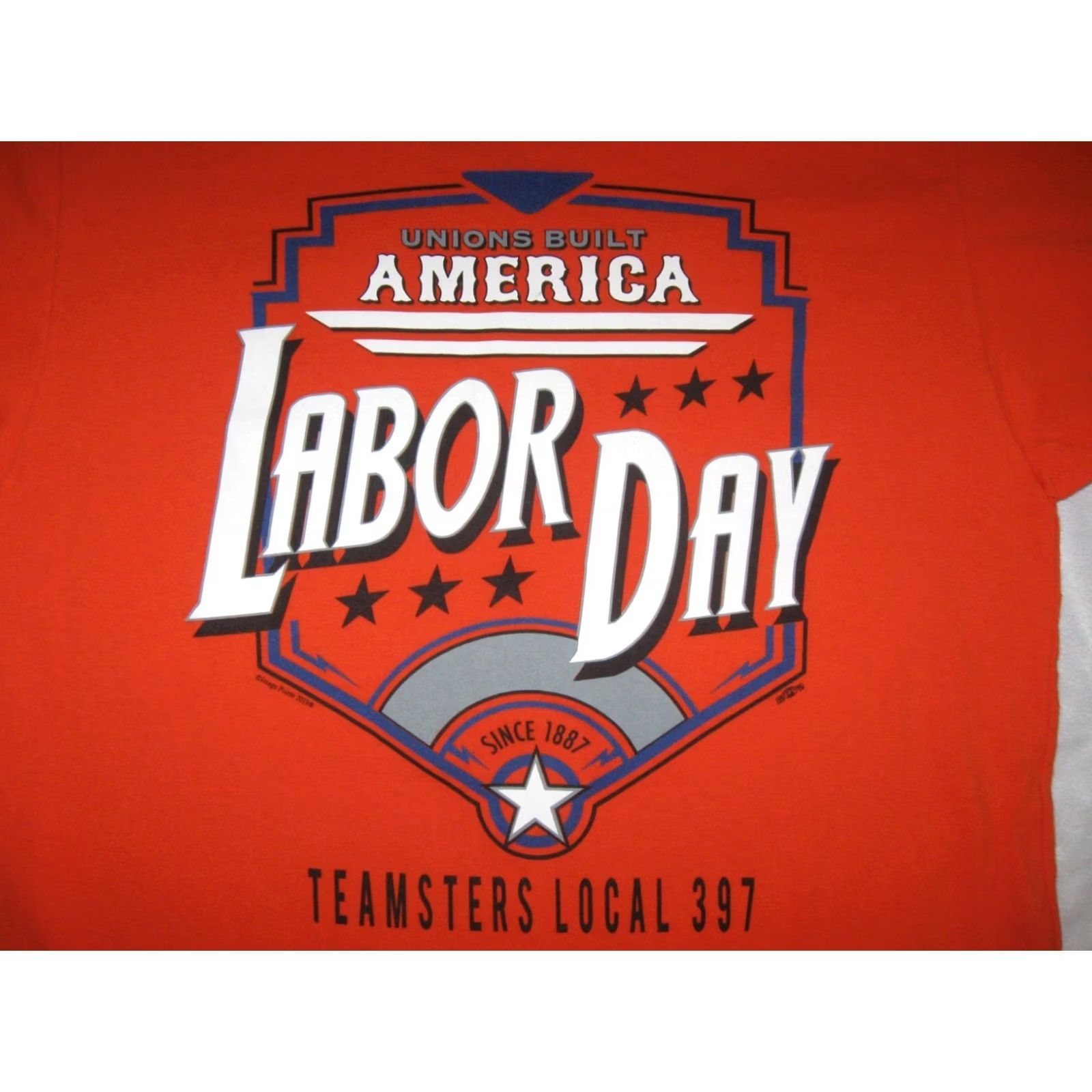 Vintage TEAMSTERS LOCAL 397 Labor Day T-Shirt Men's M Orange Union Line USA Size US M / EU 48-50 / 2 - 4 Thumbnail