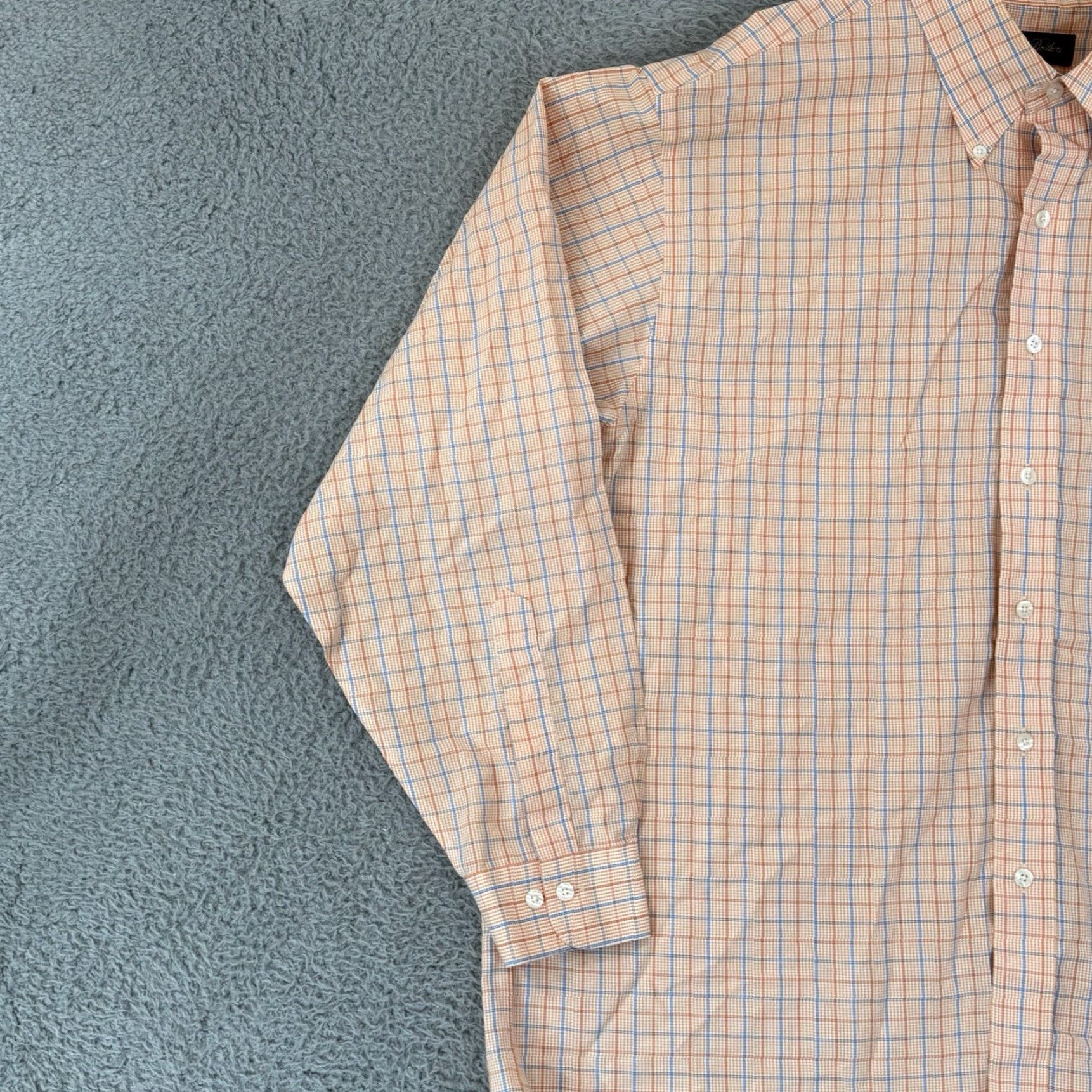 Brooks Brothers Brooks Brothers Shirt Mens 2XL Orange Check Long Sleeve Dress Shirt Size US XXL / EU 58 / 5 - 4 Thumbnail