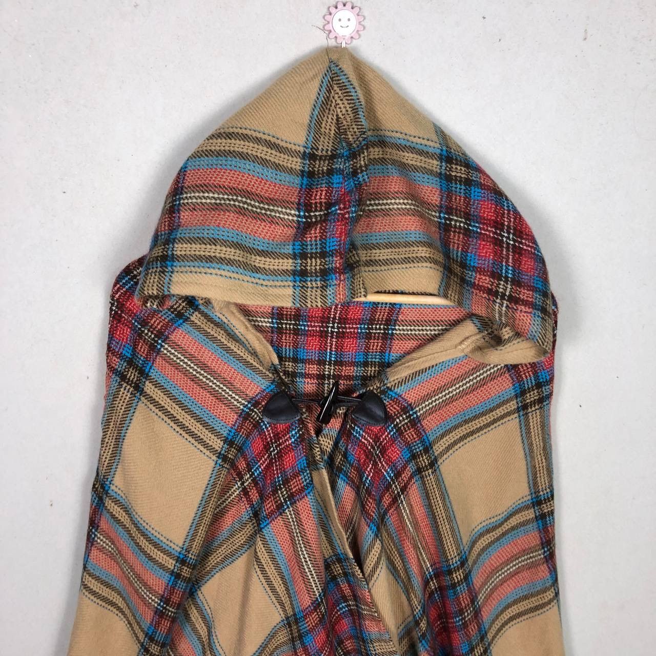 Cloak × Vintage Vintage Brown Checked Wool Poncho Cape Cloak Autumn Winter Size US L / EU 52-54 / 3 - 3 Thumbnail