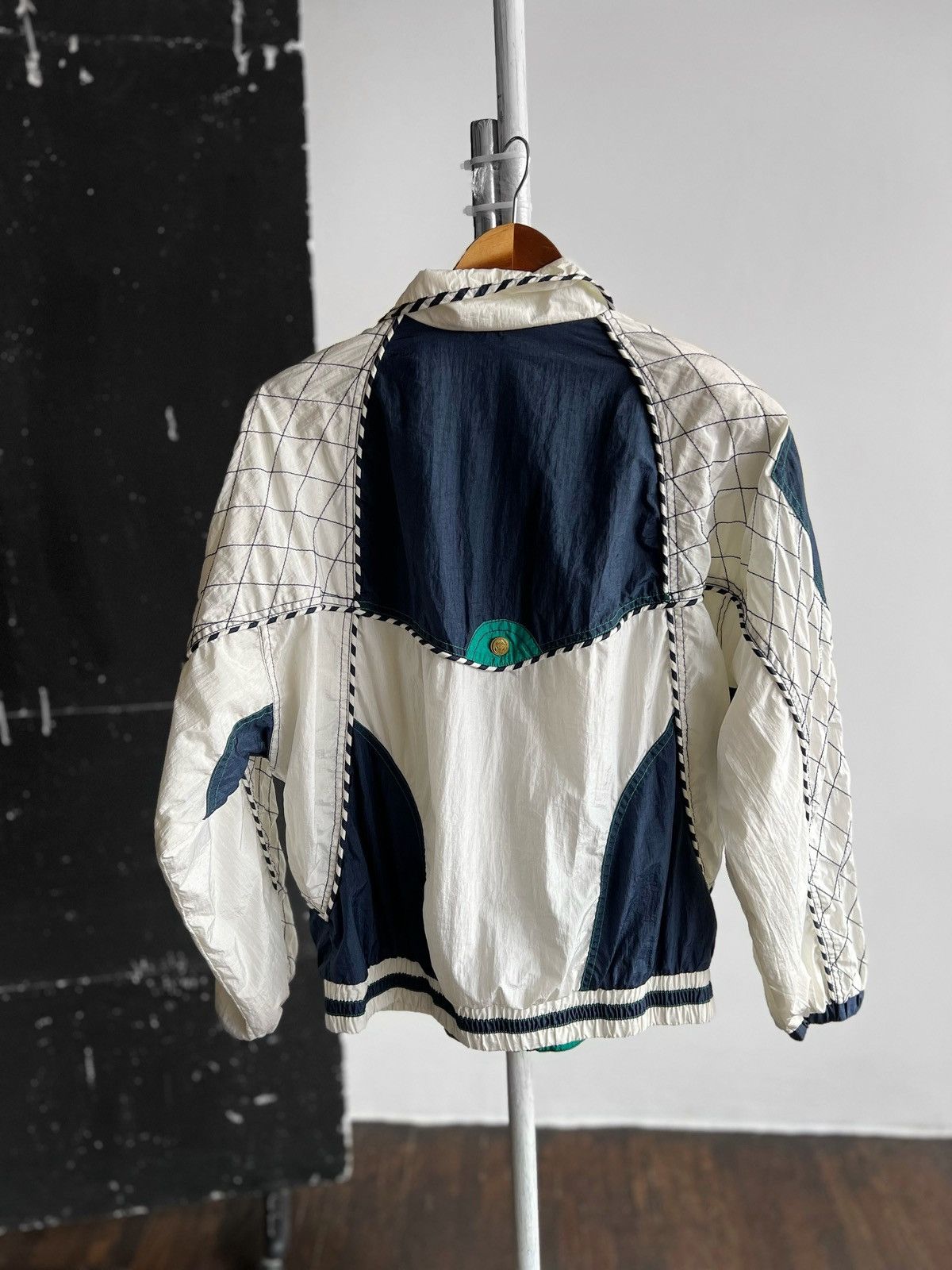 Designer × Vintage East West Vintage 90s Nylon Unisex Zip Jacket White Blue Size M / US 6-8 / IT 42-44 - 6 Thumbnail