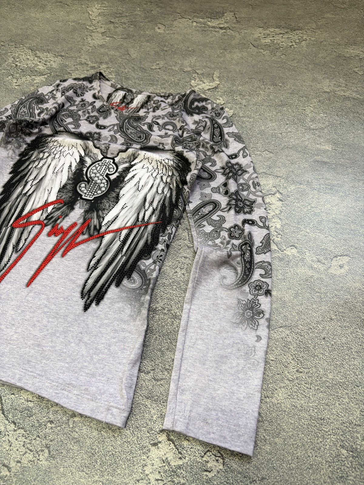 Giuseppe Zanotti Giuseppe Zanotti Paisley Wing LS Top Rhinestone $ Sign Size M / US 6-8 / IT 42-44 - 6 Thumbnail