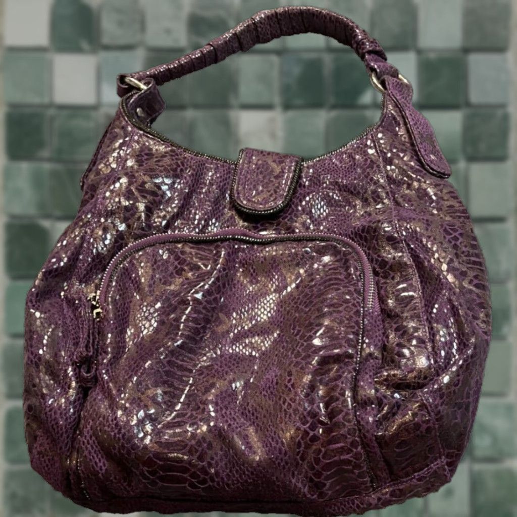 Mark Cross Mark Purse Purple Snakeskin Pattern Handbag Size ONE SIZE - 1 Thumbnail