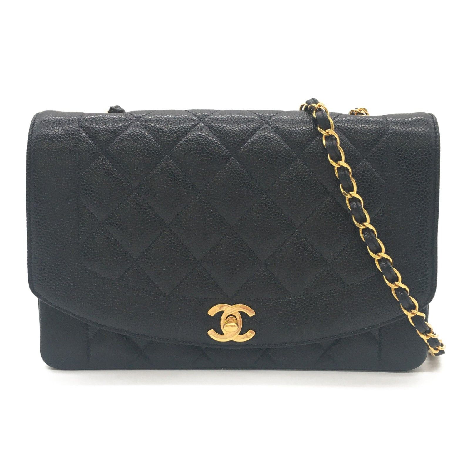 Chanel Chanel Matelasse Diana Chain Shoulder Bag Caviar Skin (Grained Calf) Black Size ONE SIZE - 1 Thumbnail