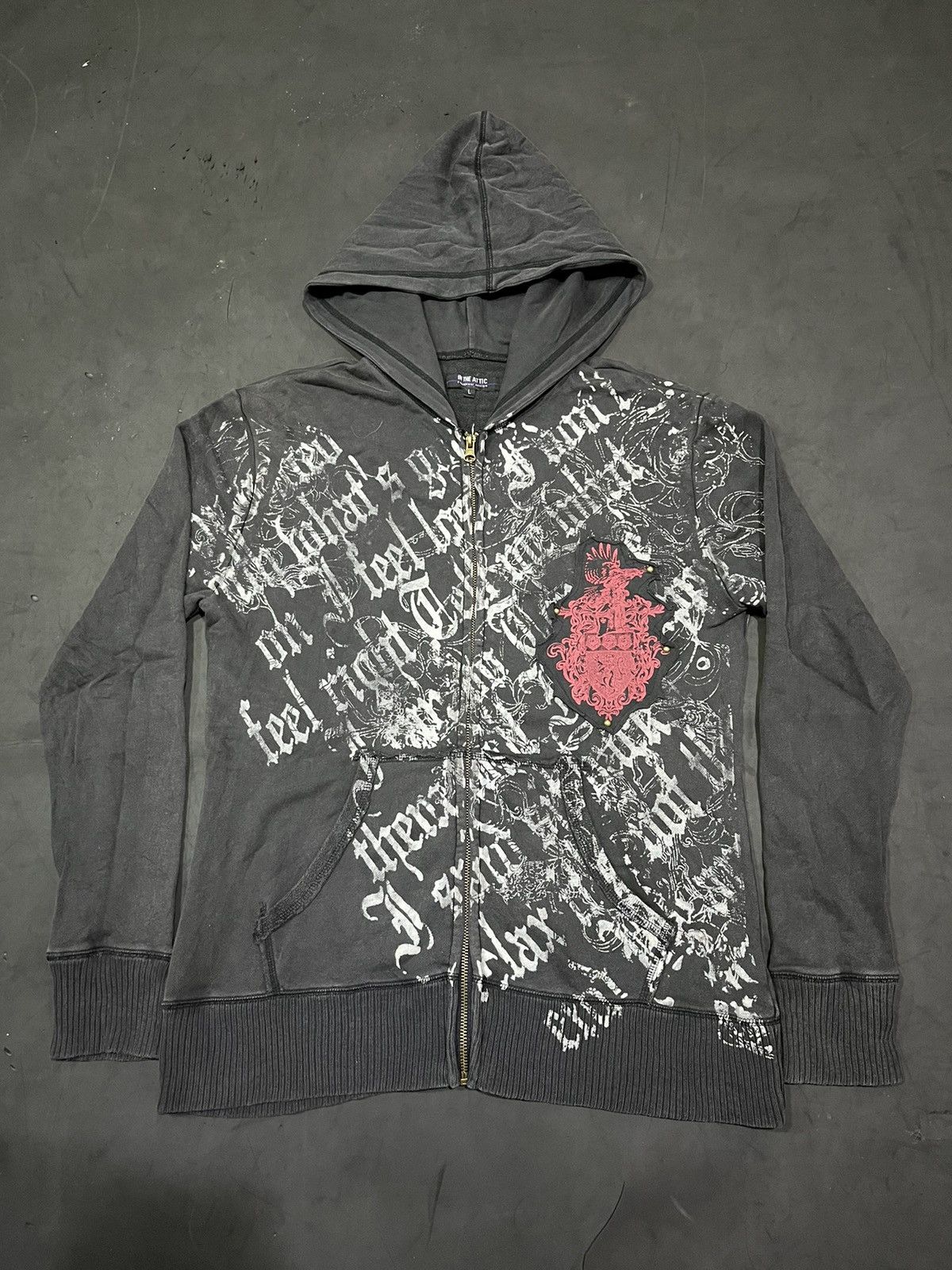 image of In The Attic Poem Zip Hoodie in Black, Men's (Size Large)