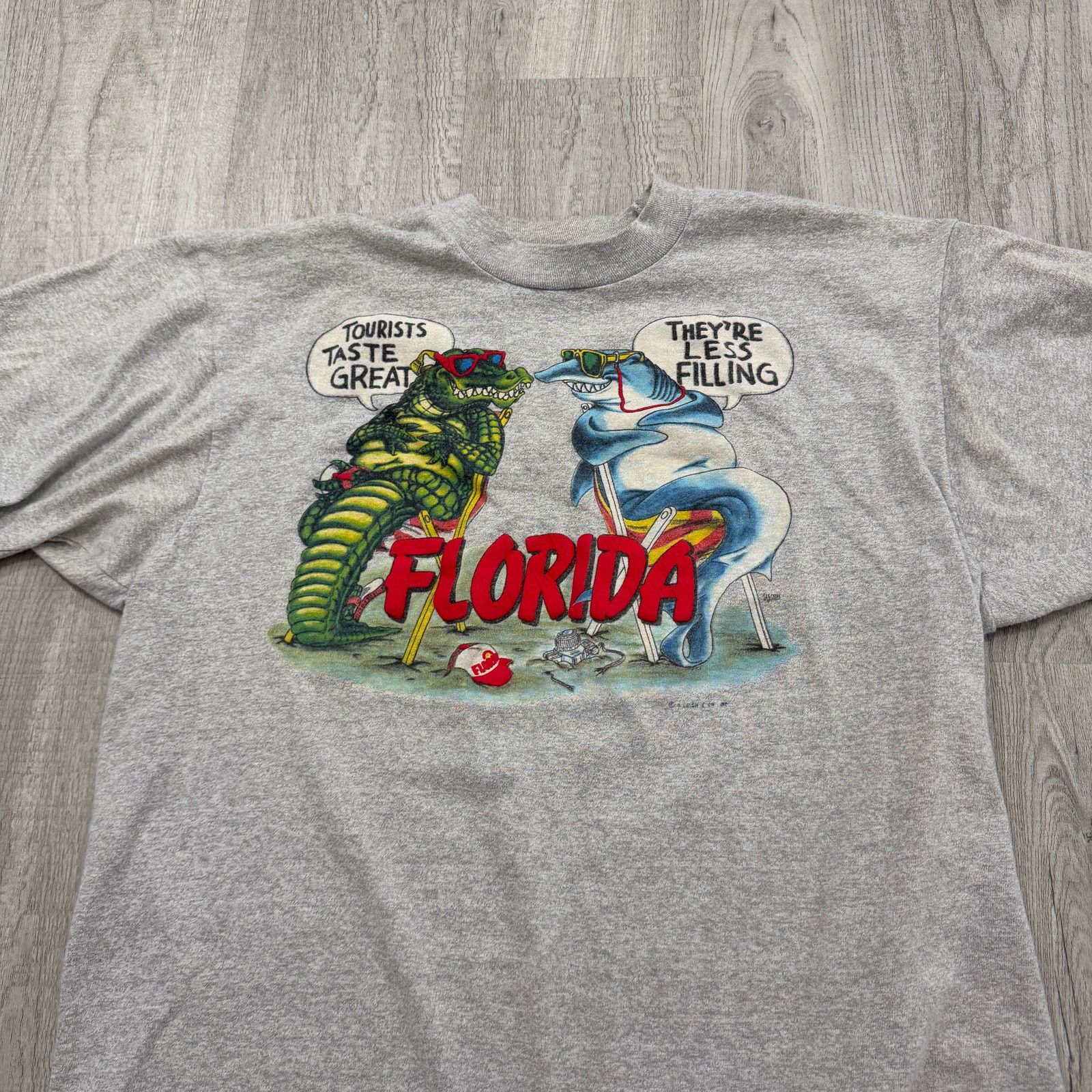 Vintage Vintage Florida Alligator Shark Shirt Medium Gray 80s Funny Size US M / EU 48-50 / 2 - 2 Thumbnail