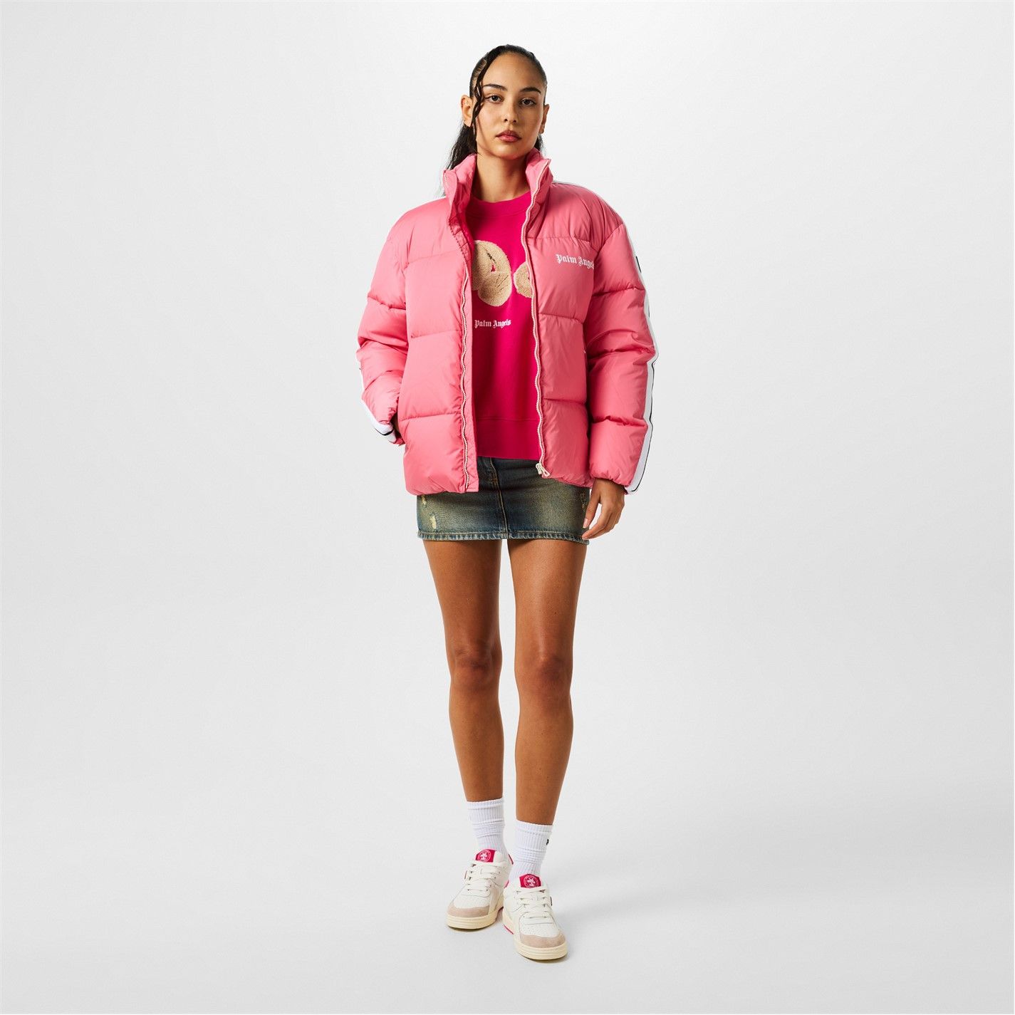 Palm Angels o1g2r1mq0325 Down Puffer Jacket in Pink & White Size M / US 6-8 / IT 42-44 - 6 Thumbnail