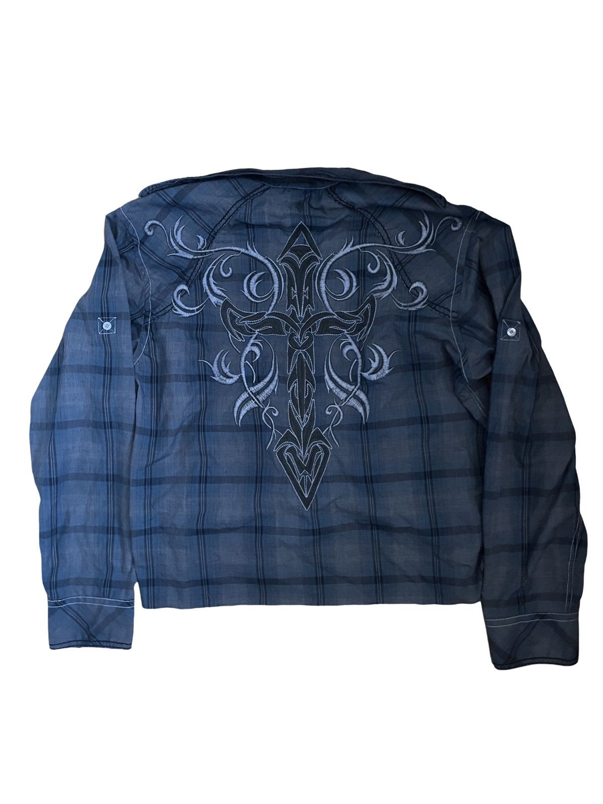 Roar 2000 Roar Shirt Xl Blue White Plaid Cross Embroidered Button Size US XL / EU 56 / 4 - 1 Thumbnail