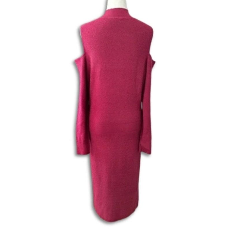 Other Chelsea28 Midi Sweater Dress Cold Shoulder Pink S NWOT Size S / US 4 / IT 40 - 5 Thumbnail